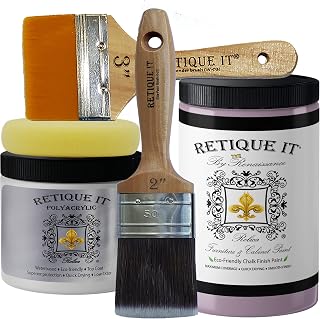 Chalk Finish Paint - Retique It by Renaissance - Chalk Furniture & Cabinet Paint - Non Toxic, Eco-Friendly, Superior Coverage - Poly Kit - Everlasting