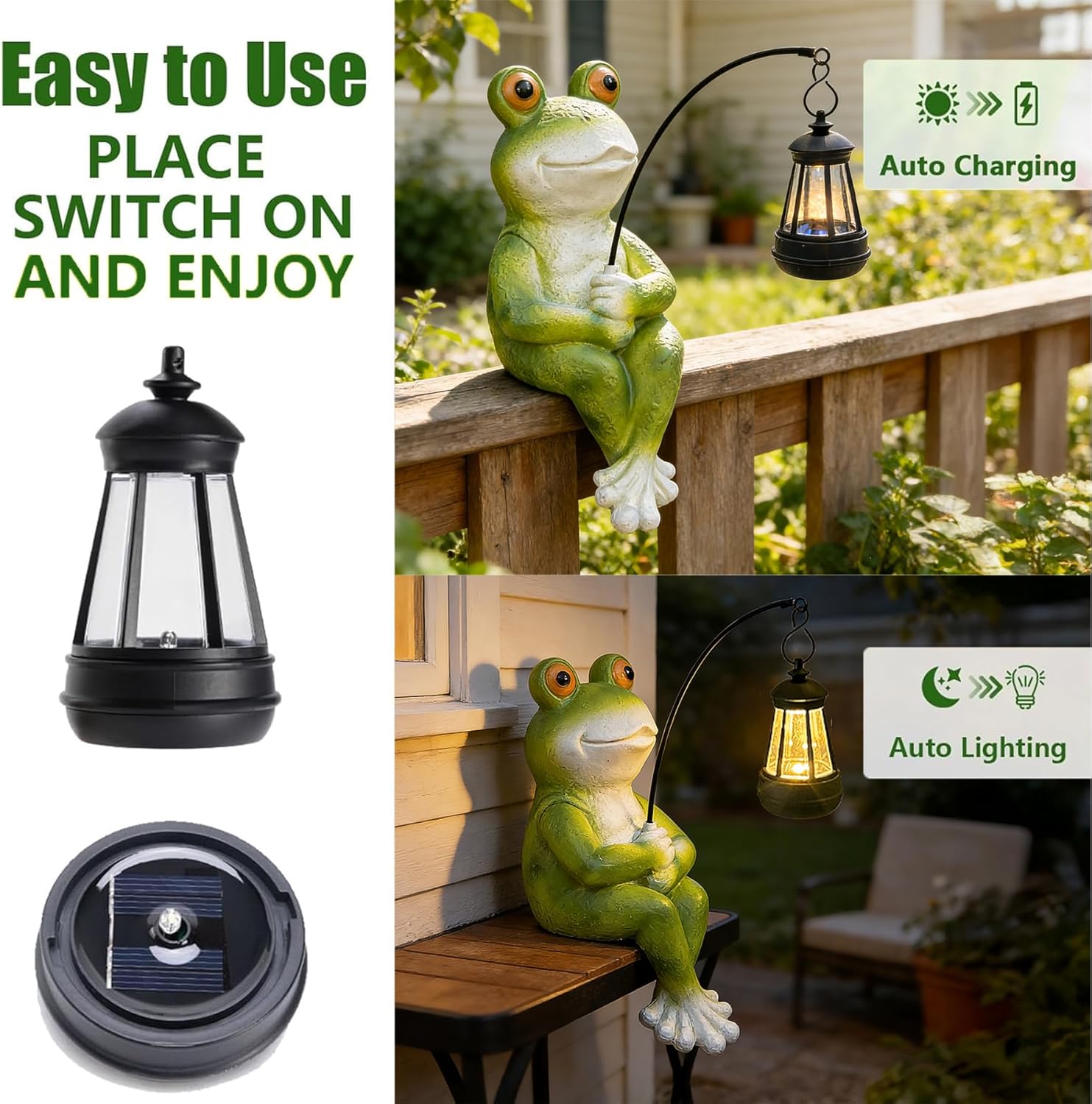 Teaeeno Solar Garden Statues Loving Frog Garden Decor Figurine Lights for Outside, Yard Decorations Outdoor Patio Decor, Gardening Gifts for Women