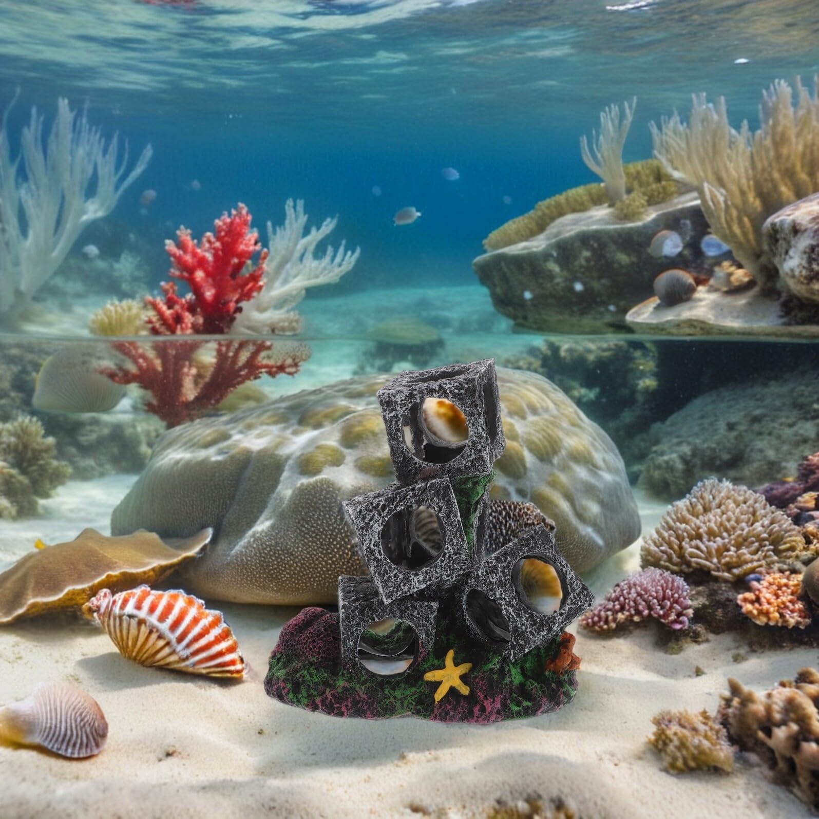 UPKOCH Aquarium Versteck Höhle aus Harz Stapelbare Würfel Fisch Versteck und Laich Höhle für Garnelen Betta Kleintank Dekoration und Schutz Unterwasserlandschaft