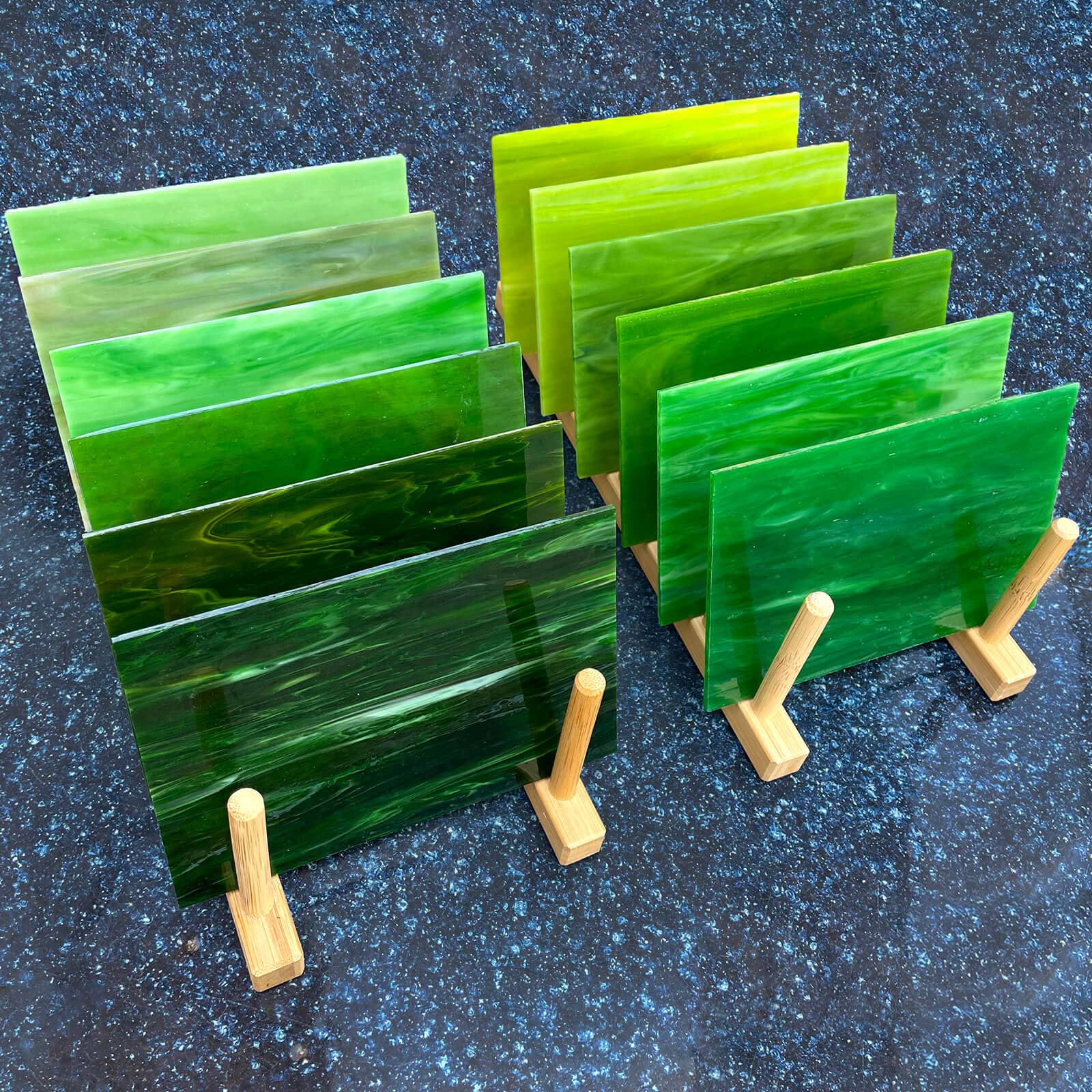 LITMIND 12 Sheets Green Stained Glass, 4 x 6 Inch Mosaic Tiles for Crafts, Starter Kit for Adults, Art Glass for Making Projects (Mixed Green)