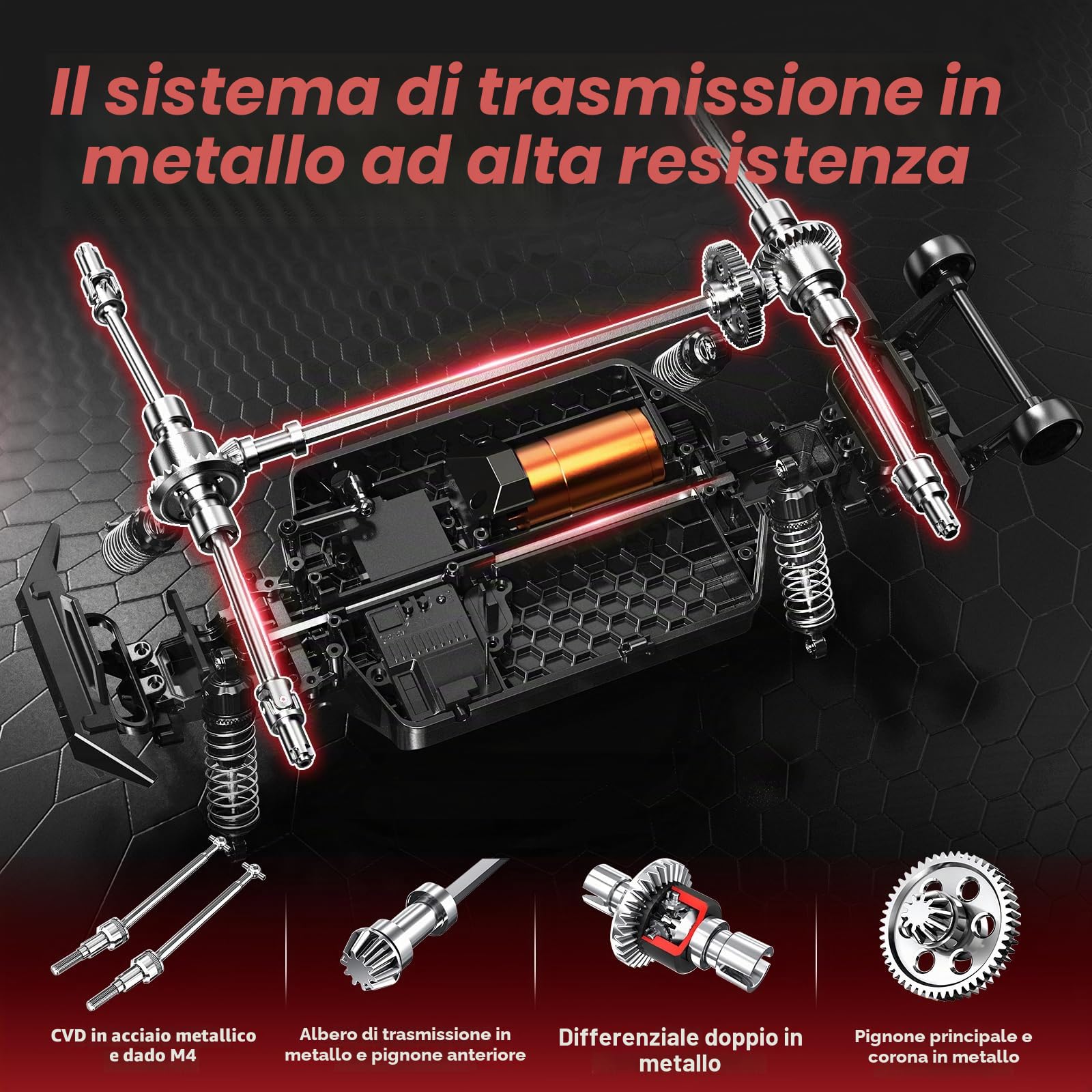 Macchina Telecomandata Professionale Brushless 1:14, RC Car 4WD 68 km/h con Roll Cage e Telaio Rinforzato, 2 Batterie 2S LiPo, Pneumatici Doppi, Macchina Radiocomandata Compatibile con 3S