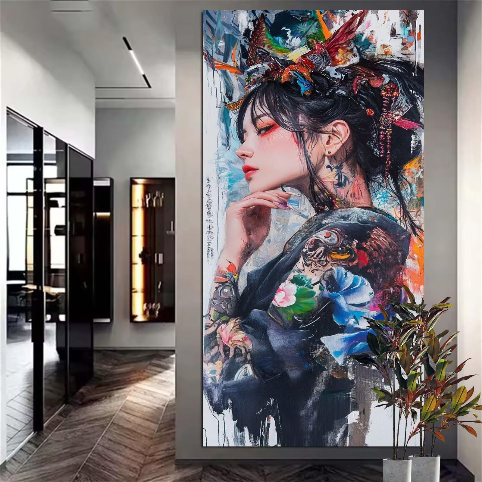 Diamond Painting Adulte Femme, Broderie Diamant Grand Format Japonais Diamond Painting 5D DIY Loisir Créatif Adulte Femme, Diamond Art Artisanat Kit pour Decoration Maison Murale 80x160 cm Model-907