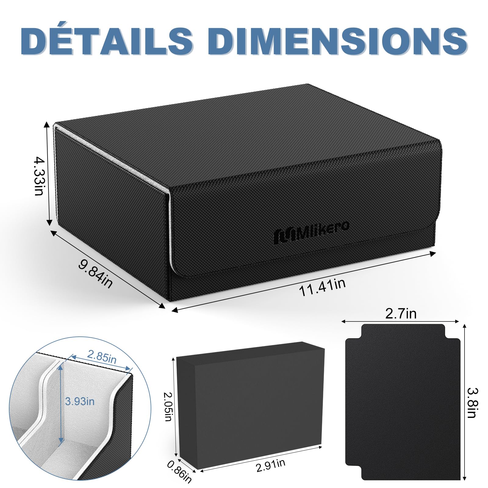 Mlikero Deck Box pour Rangement Carte d'une Capacité 1800+, Boite Rangement Carte en cuir à Fermeture Magnétique, Boite Carte pour les Cartes de Collection, Cartes de Sport (Noir)