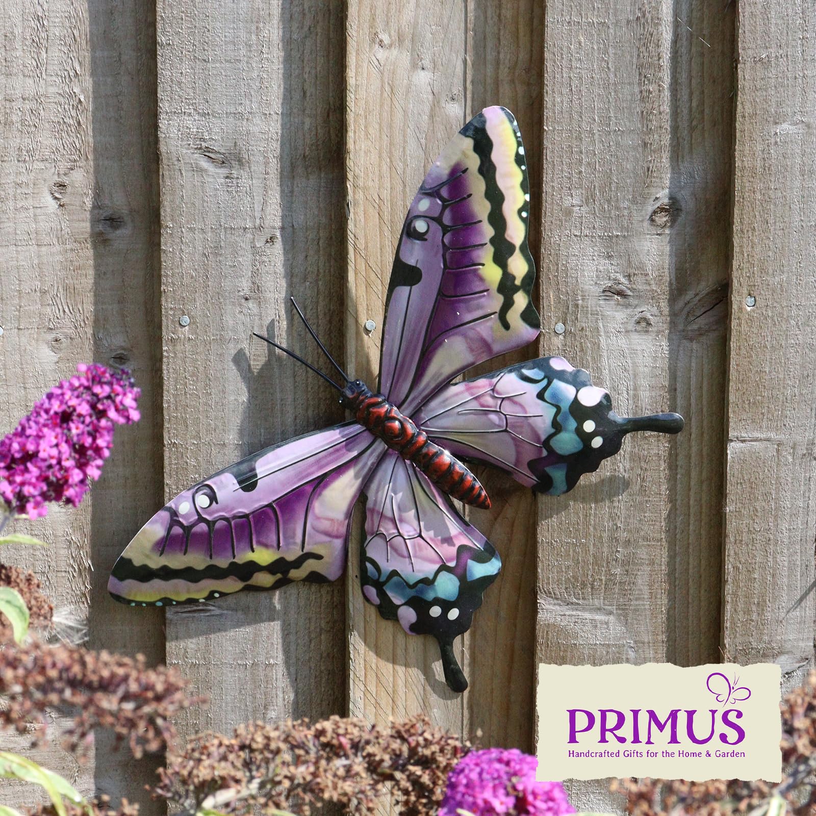 Primus Medium Metal Pink Butterfly Wall Art - Image 2