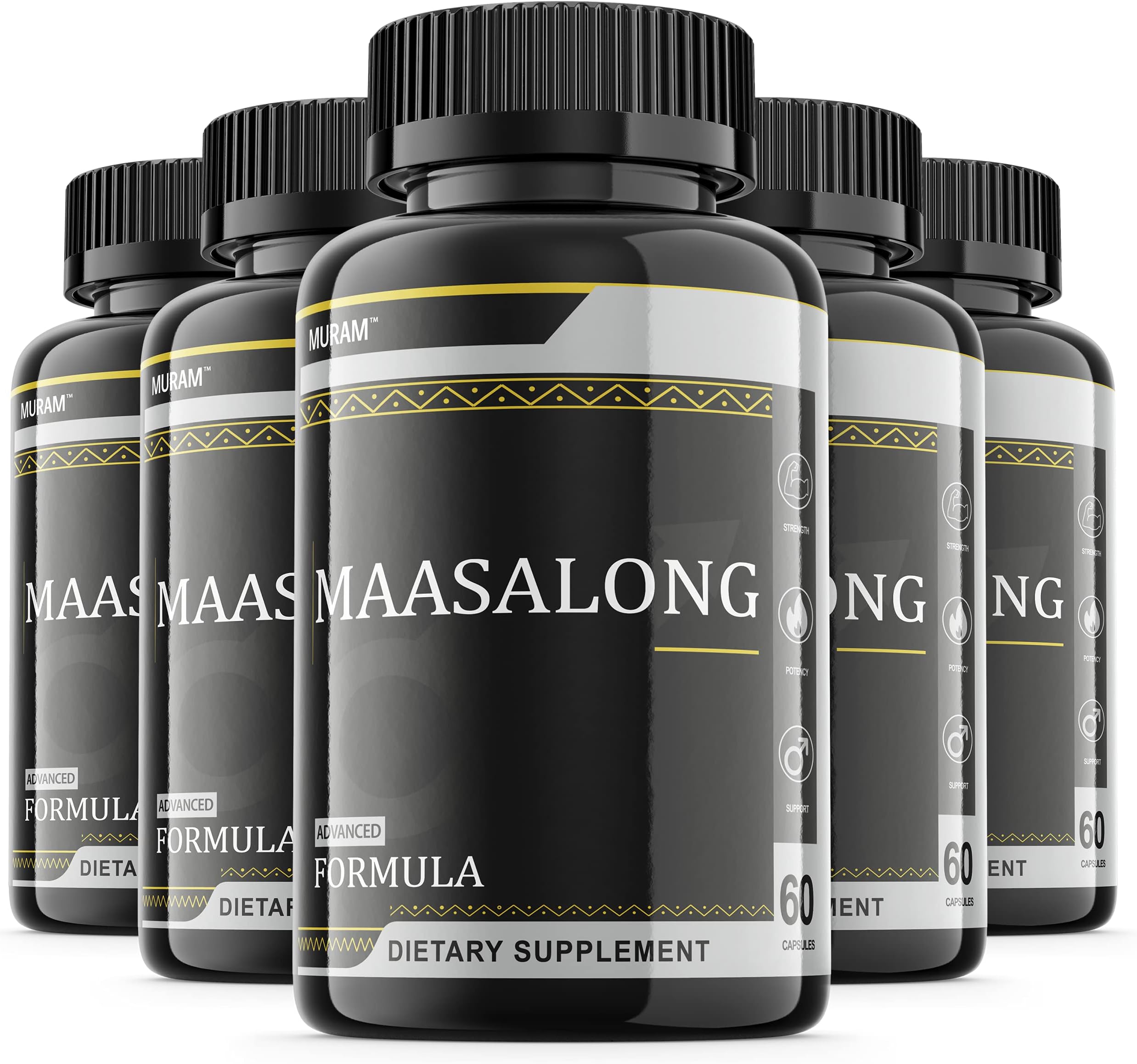 (5 Pack) Maasalong Pills, Advanced Formula, 5 Bottle Package, 5 Month Supply (300 Capsules)
