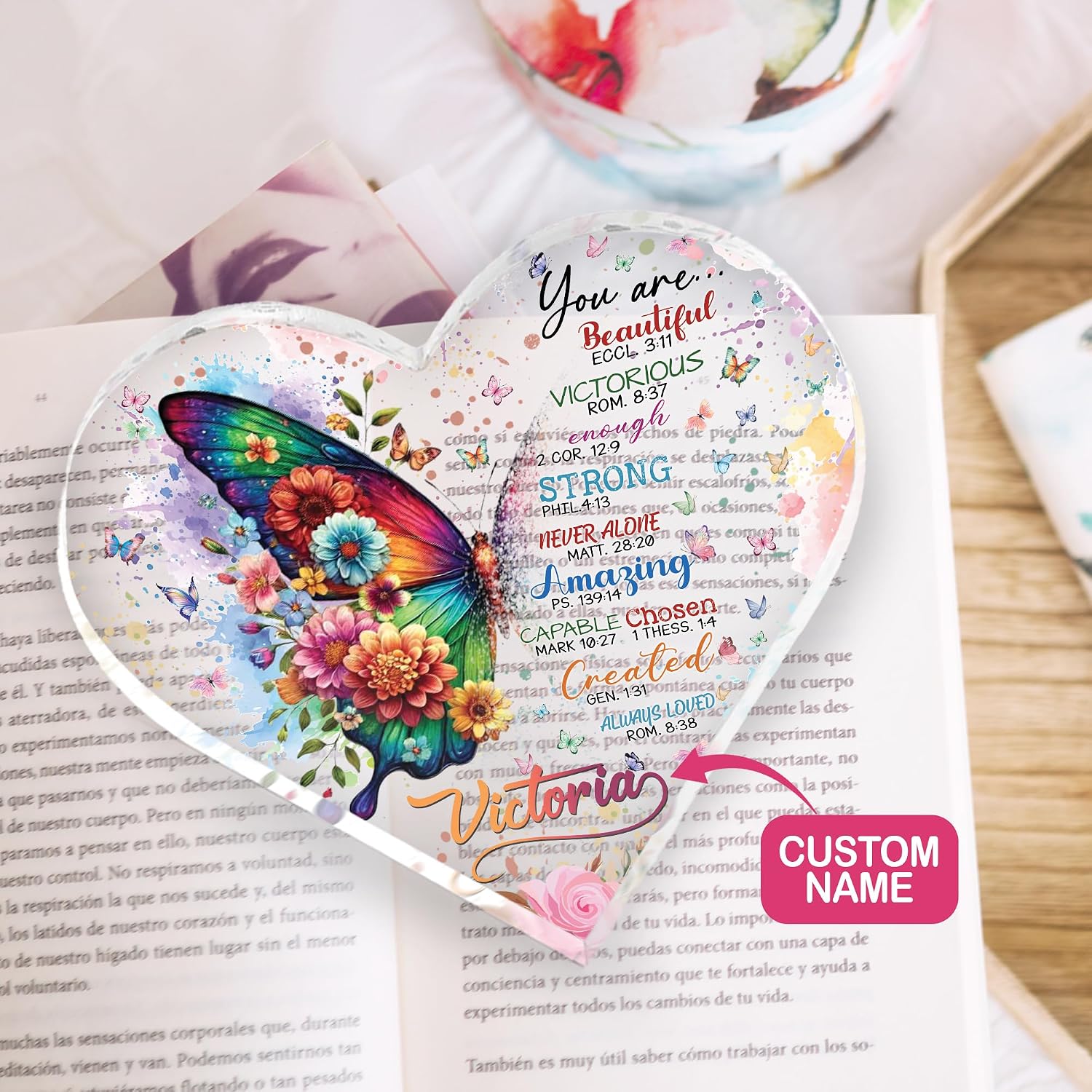 Customized Christian Decorative Sign, Religious Christian Gifts For Women Faith, Christian Birthday Gifts For Christian Women, Butterfly Decorations, Bible Gifts For Women 5