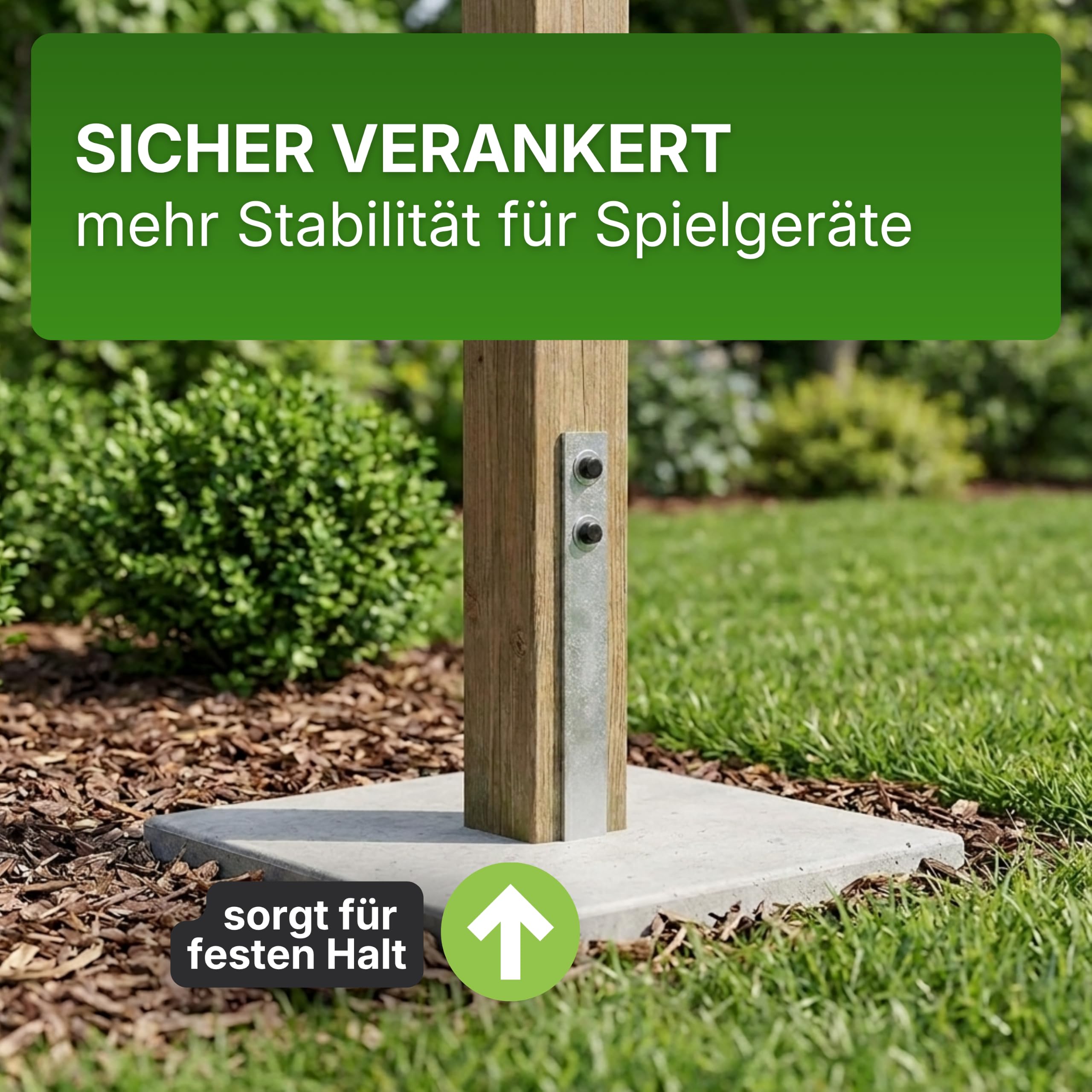 Gartenwelt Riegelsberger Bodenanker zum Einbetonieren 40 cm – 10 Stück Erdanker aus feuerverzinktem Stahl inkl. Schrauben, für Schaukel & Spielturm