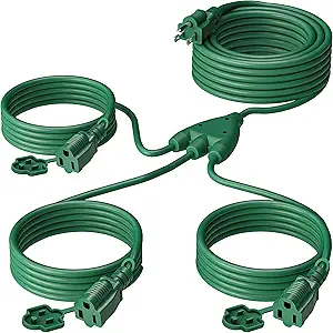 Outdoor extension cord with 3 outlets, 40 ft total length