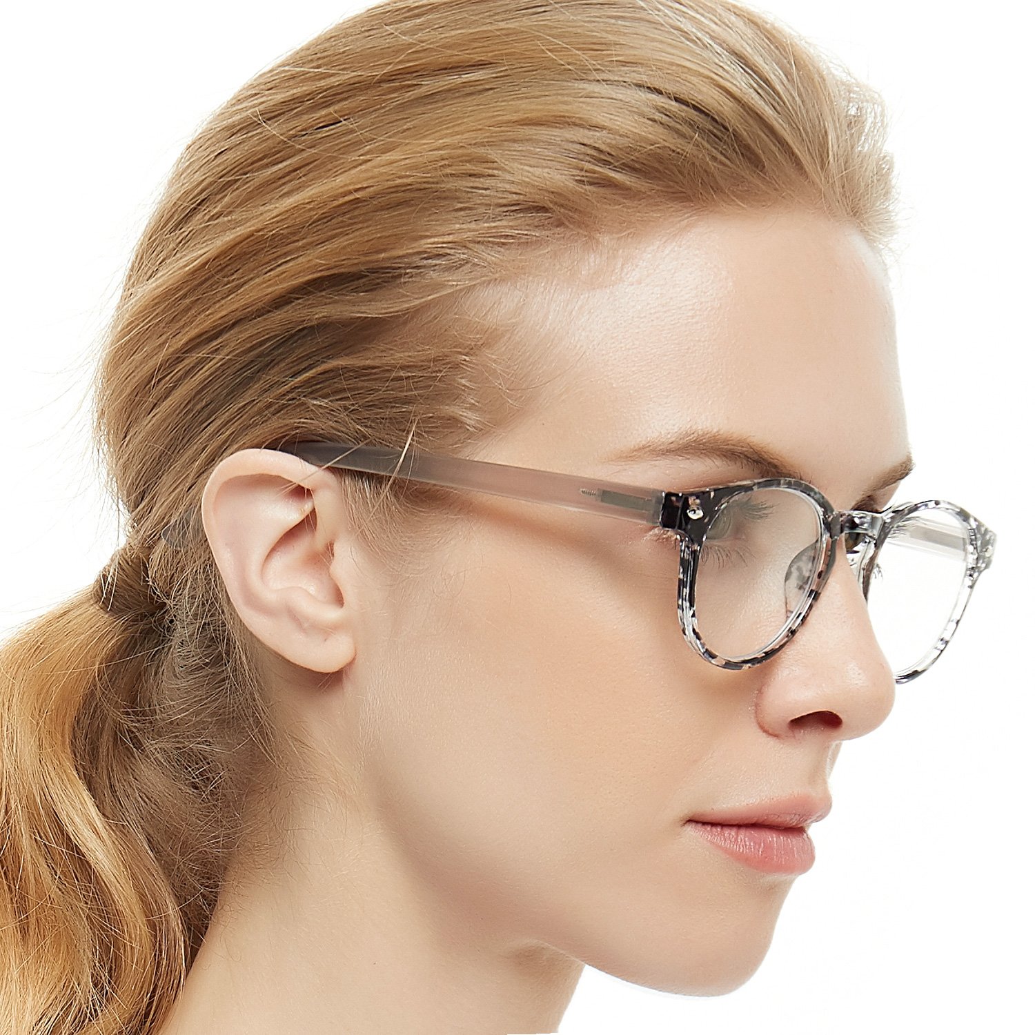 OCCI CHIARI Fashion Womens Reading Glasses 3.5 Round Readers for Women Magnifying Glasses Spring Hinge (Black Pattern, 350) - Image 3