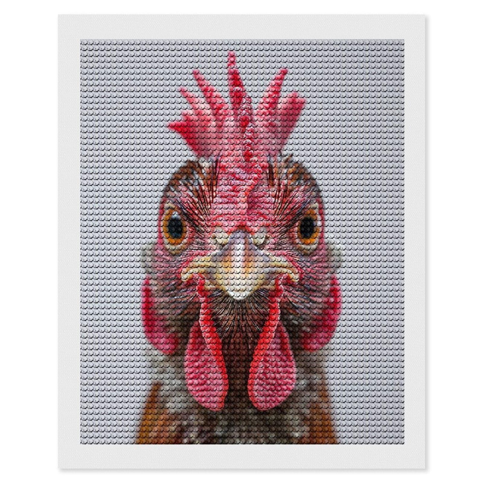 Junmoney Chicken Face DIY Diamond Art Canvas Kit 16"x20", Simple to Start, Fun Craft Experience, Modern Decor, Gift Idea, Adhesive Canvas