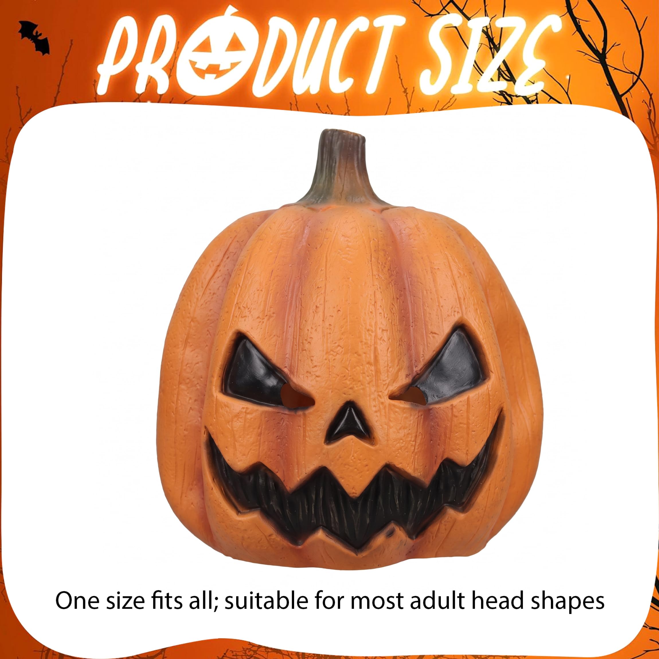 Maschera per la testa di zucca, divertenti maschere di Halloween in lattice paffuto a forma di zucca paffuta in lattice delicato sulla pelle adatta alla maggior parte delle teste decorazioni pe