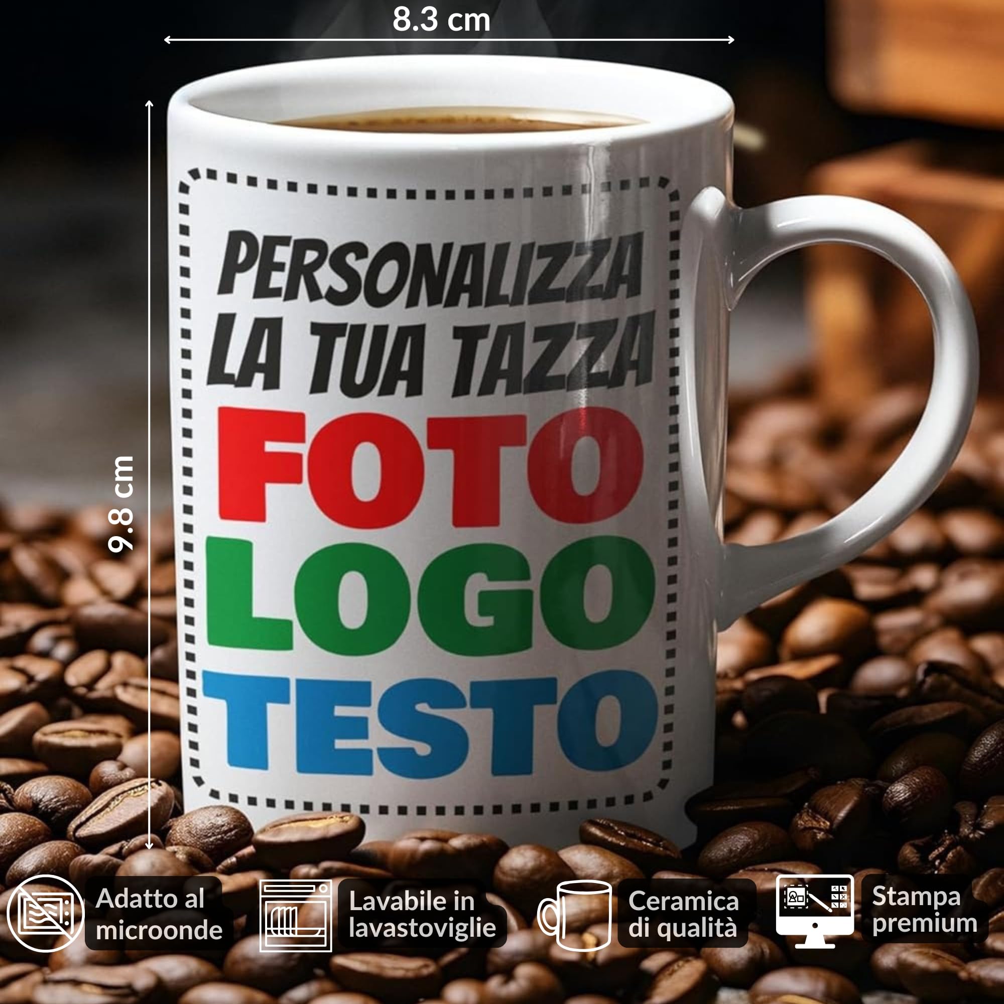 Incidiamo - Tazza Personalizzata con Stampa Foto, Scritte, Loghi e Grafiche - Tazza Colazione Mug in Ceramica 100% Made in Italy, Idea Regalo Personalizzato per ogni Occasione