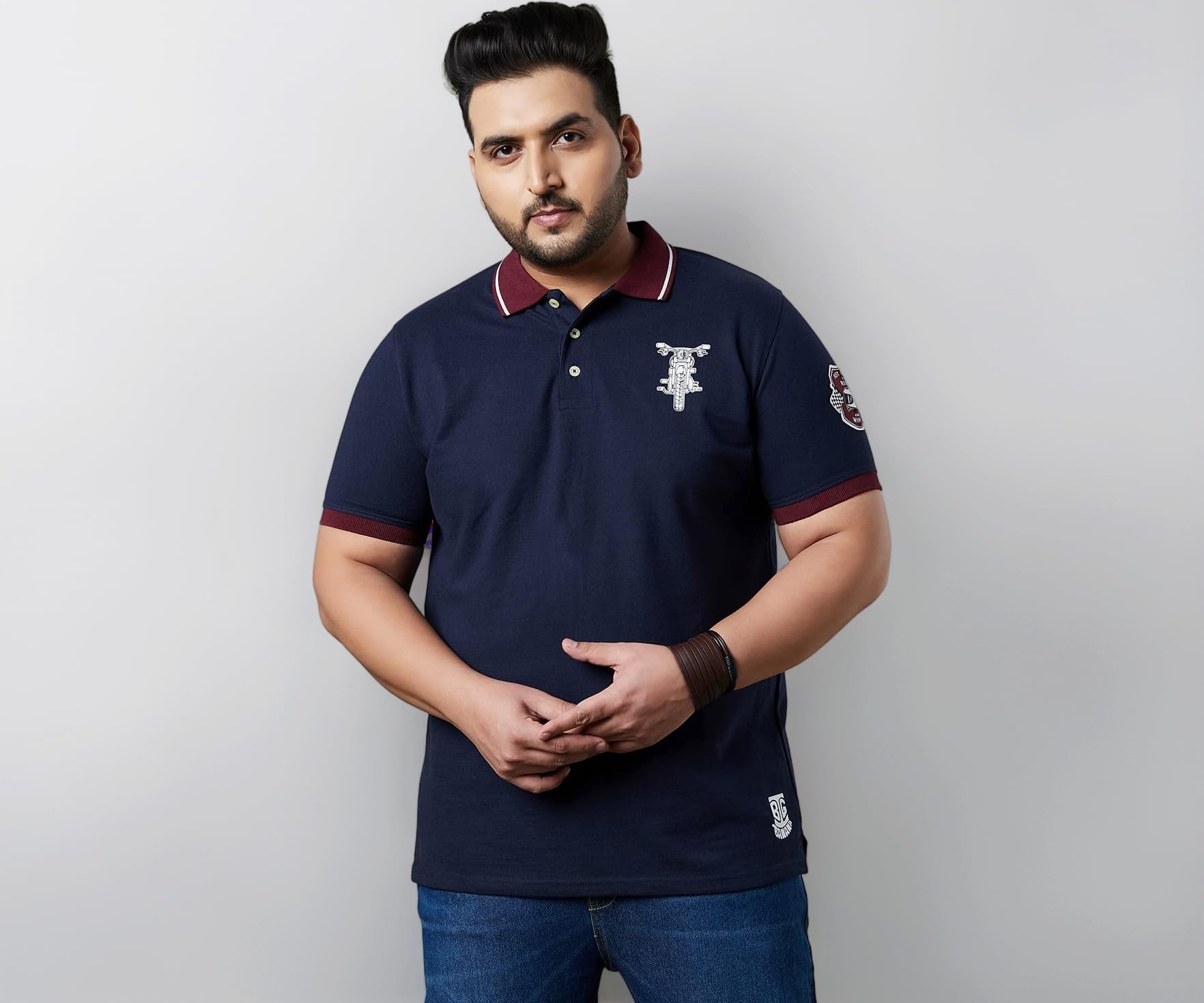 Plus Size Men's Regular Fit Solid Polo Tshirt