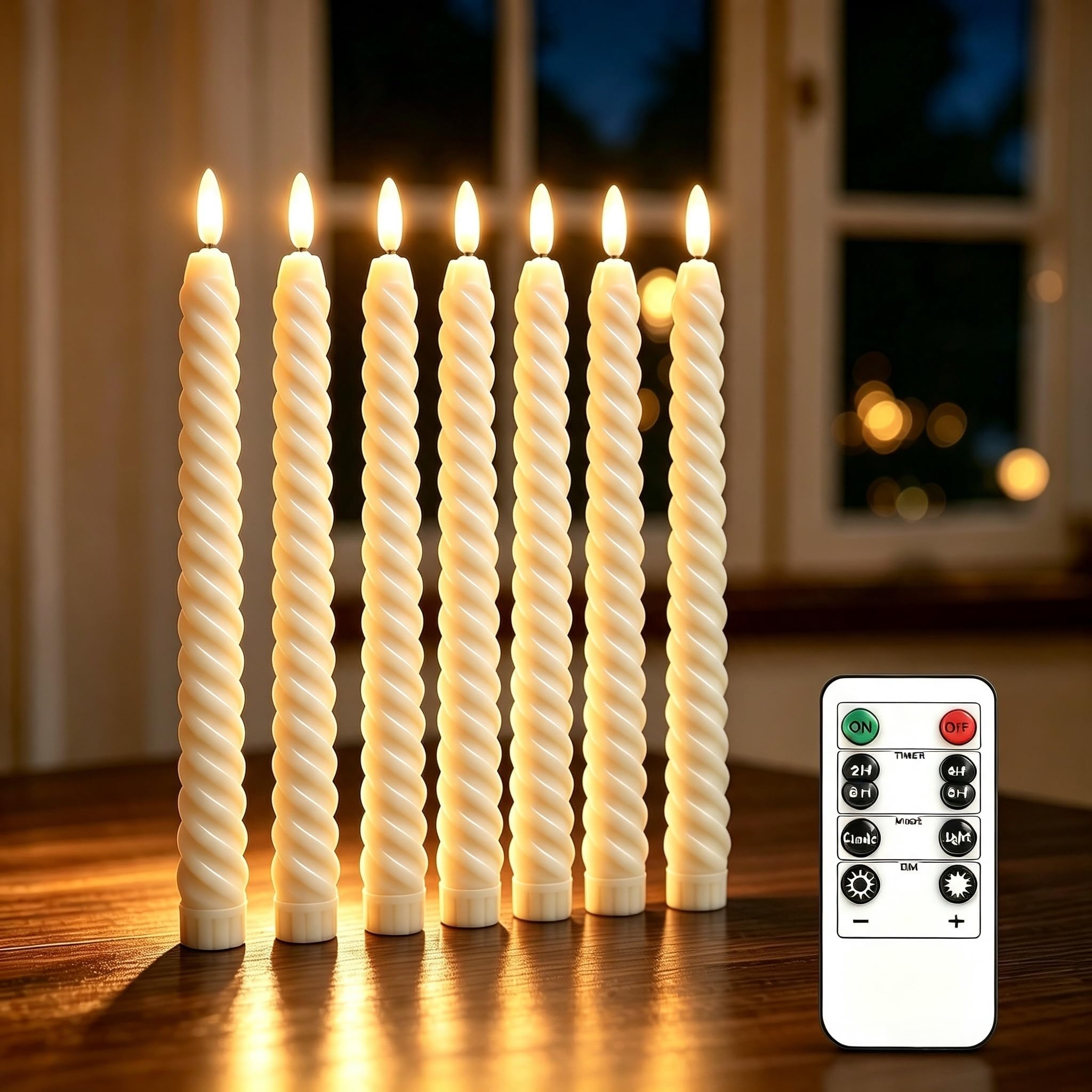 HOUSN LED Stabkerzen mit Timerfunktion,Flackernde Flamme 6 Stück LED Echtwachskerzen mit Fernbedienung,2 x 25 cm,Elfenbein Stabkerzen für Weihnachten, Schlafzimmer, Hochzeit und Party Beleuchtung