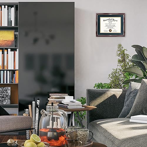 Miniatura 7 de GraduationMall Marco de diploma de 8.5 x 11 pulgadas con paspartú azul marino sobre dorado o certificado de 11 x 14 pulgadas sin paspartú, madera