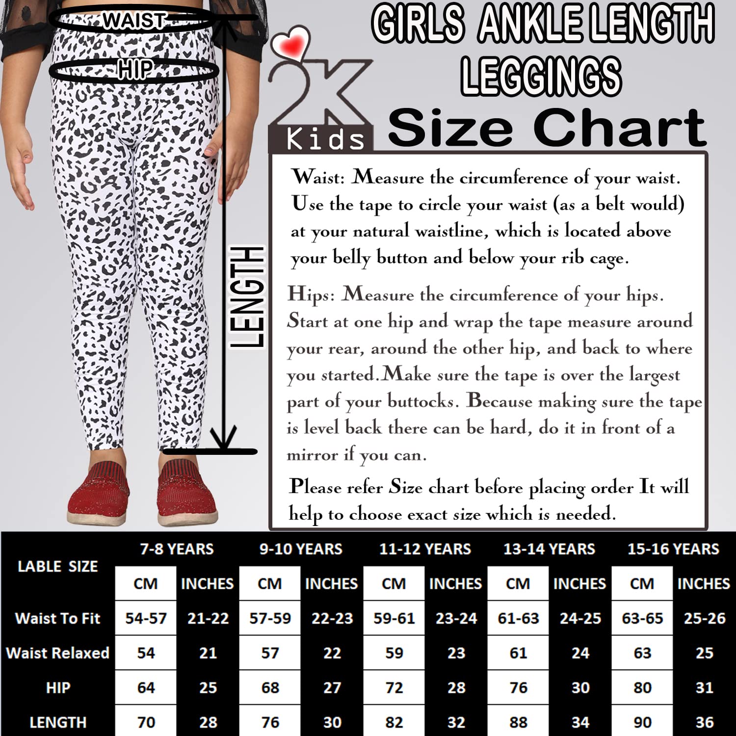 2K Kids Ankle Length Leggings for Girls |All Over Printed (Red Teddy::Black Scrap::Green Leaf::Grey Dot,13 Years - 14 Years) - Pack of 4 (2KGALAOP_RTBS_GLGD_1314Y) - Image 5 thumbnail