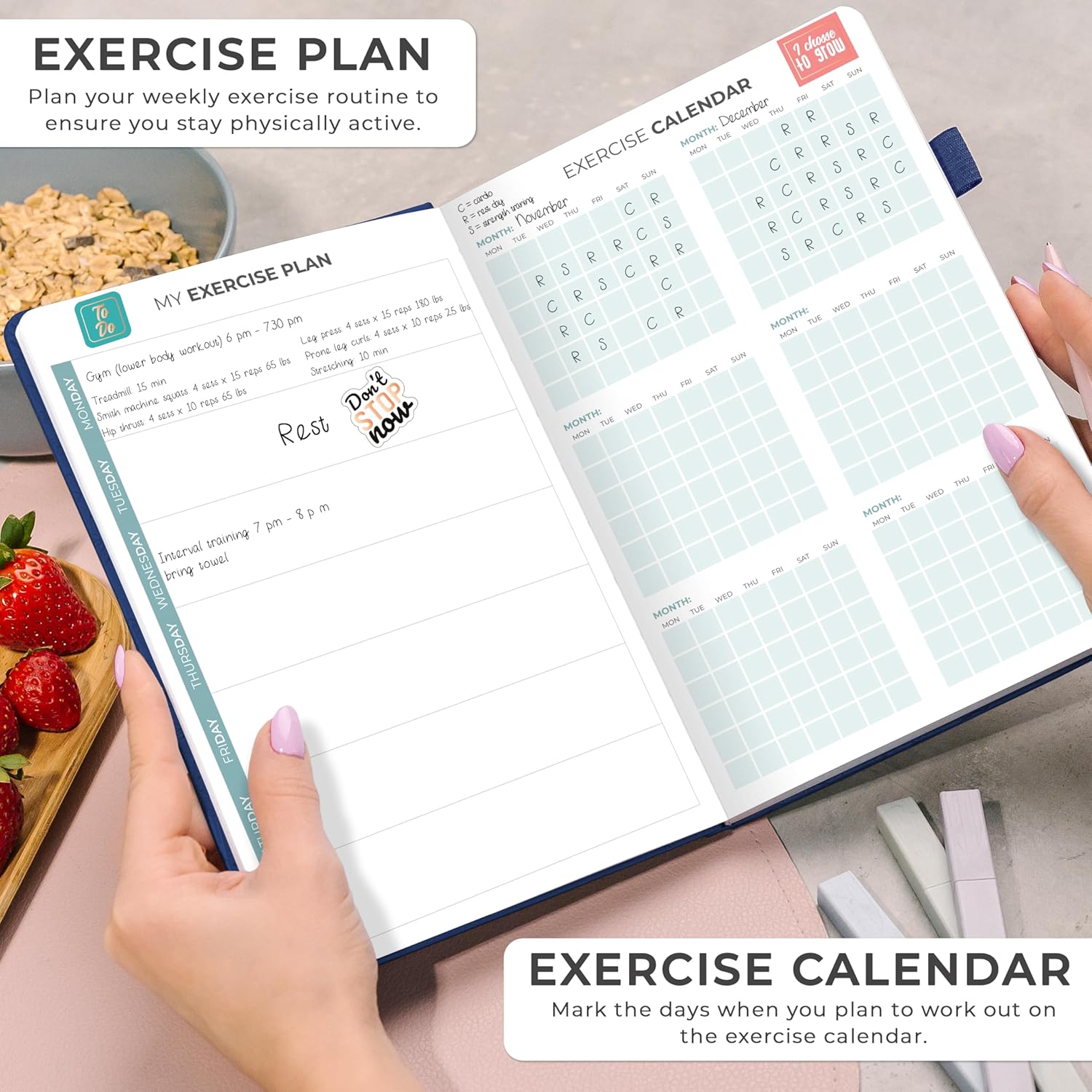 Clever Fox Weekly Meal Planner - Weekly & Daily Meal Prep Journal with Shopping and Grocery Lists for Menu Planning, Healthy Diet & Weight Loss Tracking, Lasts 1 Year, Undated, A5 - Mystic Blue