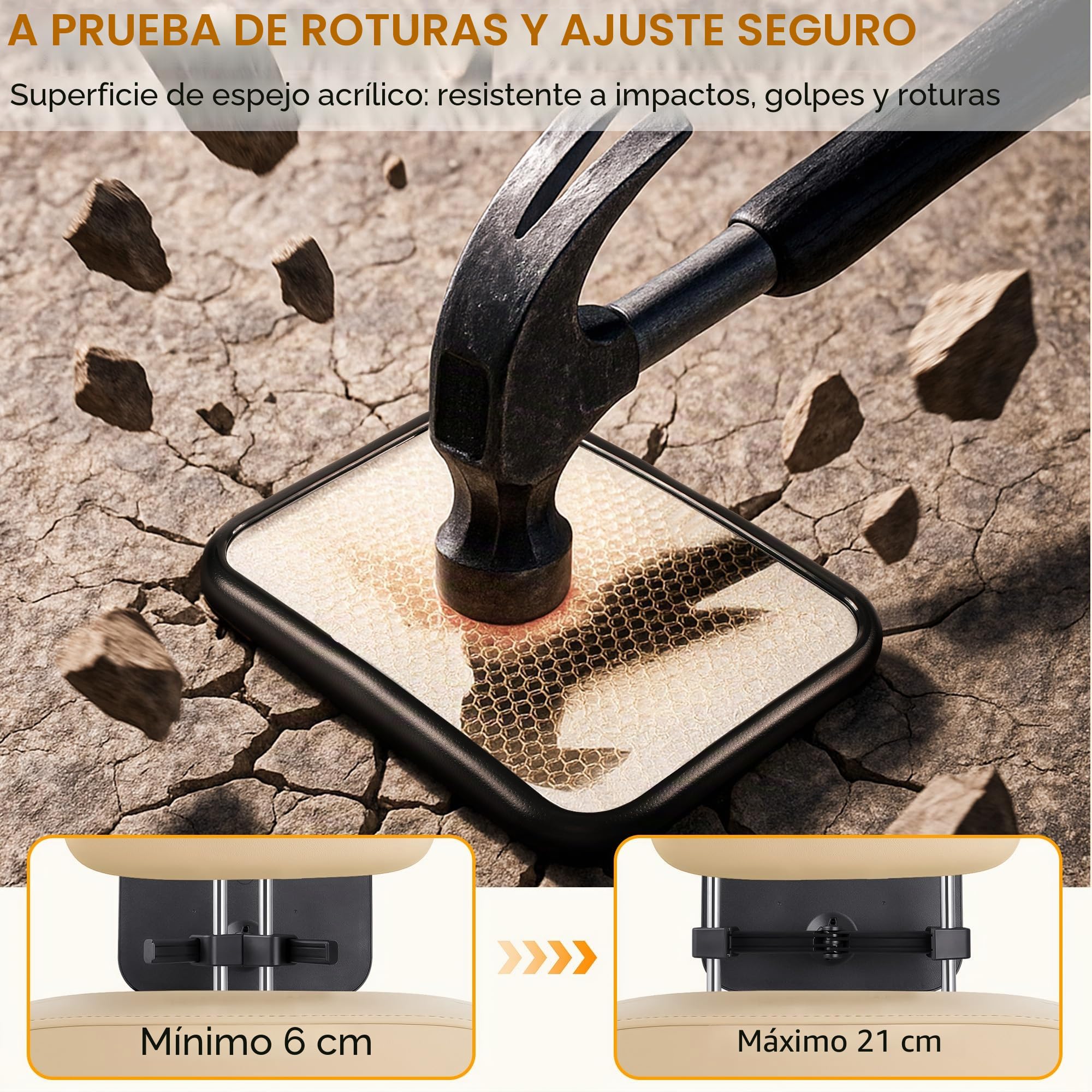 Espejo Coche Bebé, 100% irrompible y 360° giratorio Espejo Coche Bebé Asiento Trasero, Espelho Carro Bebé con clip de sujeción reforzado - accesorio indispensable para coches de recién nacidos