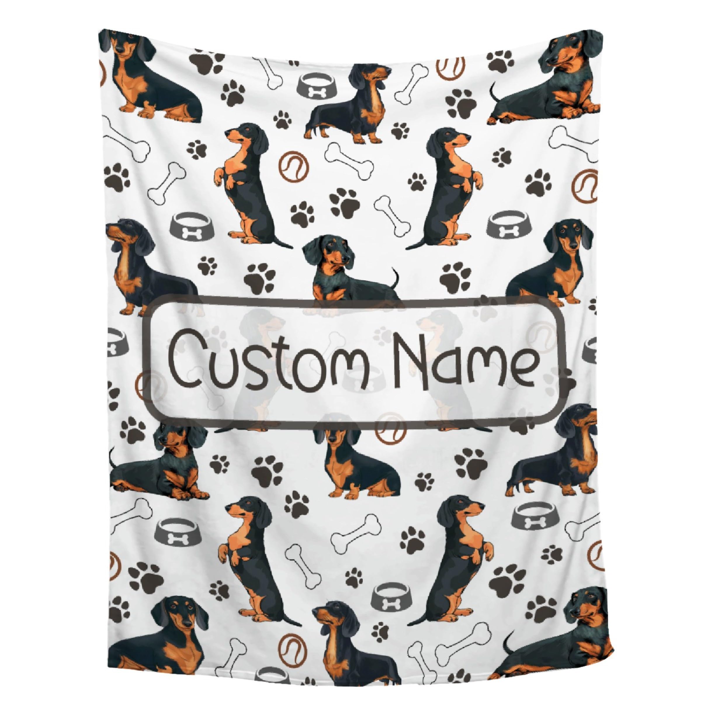 Aniruddha Custom Dachshund Baby Name Blanket,Personalized Dachshund Baby Blanket,Custom Baby Blankets with Name for Kids,Customized Name Blanket for