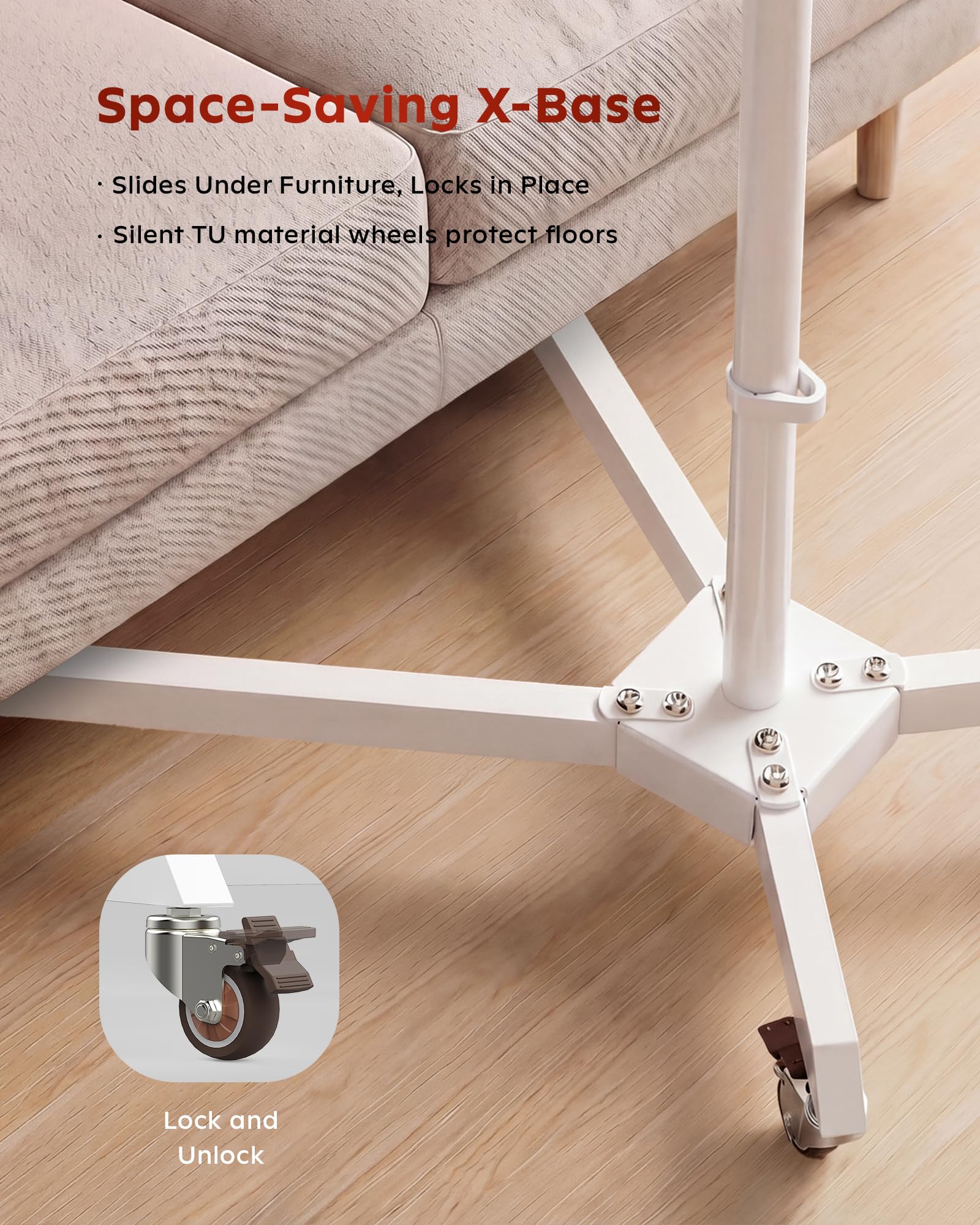 SOLRA Supporto mobile da pavimento per pannelli di terapia della luce rossa, regolabile in altezza da 114,3 a 144,8 cm, supporto girevole con VESA 75 x 75 mm, resistente, capacità 11,8 kg, per lampade