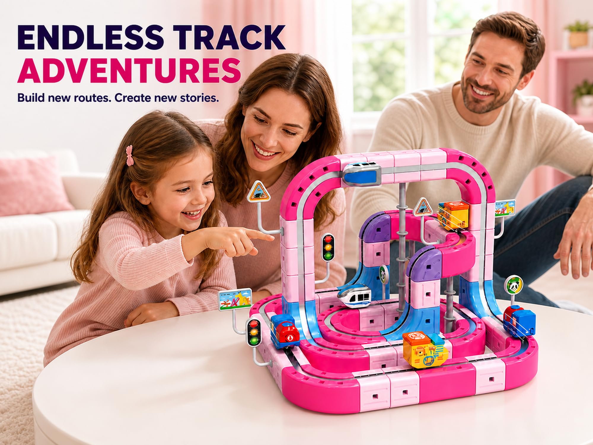 Magnetic Electric Train Set, 152 Pieces, 2 Motorized Vehicle -7