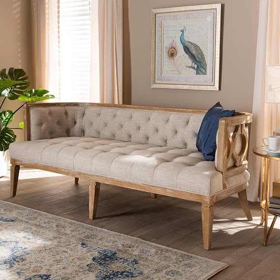 Baxton Studio Sofas, Beige/Oak