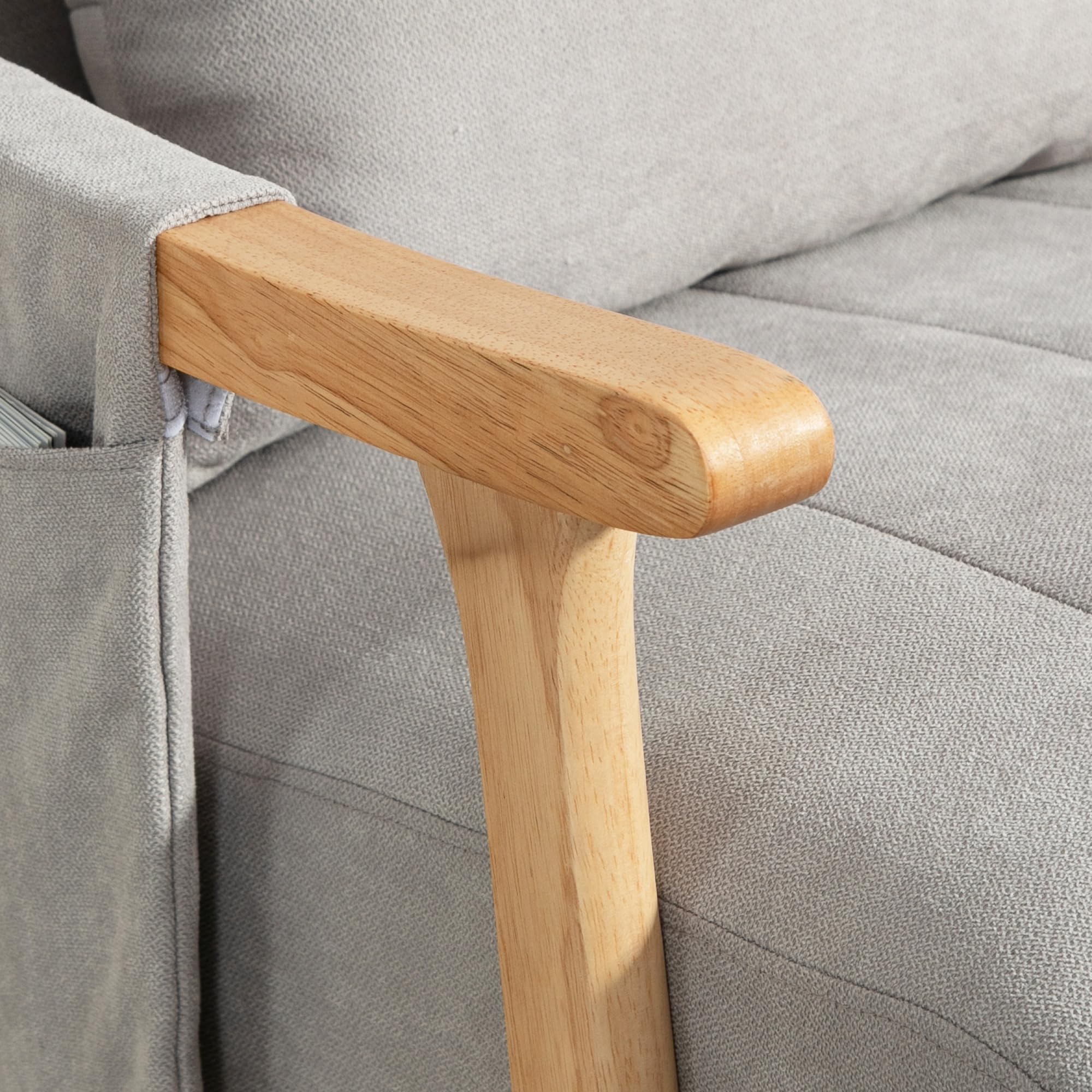 HOMCOM Schaukelstuhl Schaukelsessel mit Rückenlehne, Lendenkissen, Holzkufen, Sessel, Relaxsessel mit Leinenoptik Weich Schwingsessel Stillsessel für Wohnzimmer, Schlafzimmer Grau
