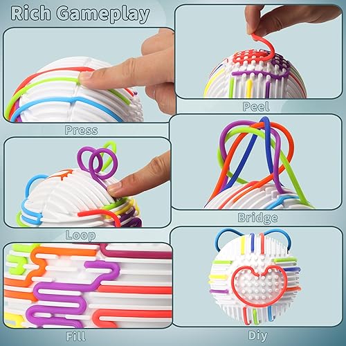 Vista 13 de Tablero de actividades sensoriales mejorado: bola de actividad sensorial 3D, juguete para aliviar el estrés, juguete de silicona para aliviar