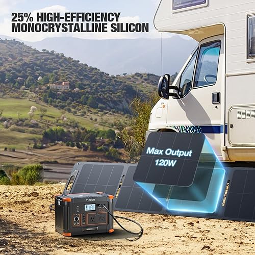 Miniatura 2 de Panel solar portátil de 120 W para generador de central eléctrica, ultraligero 5.7 libras, 25% de alta eficiencia IP65 impermeable, cargador de