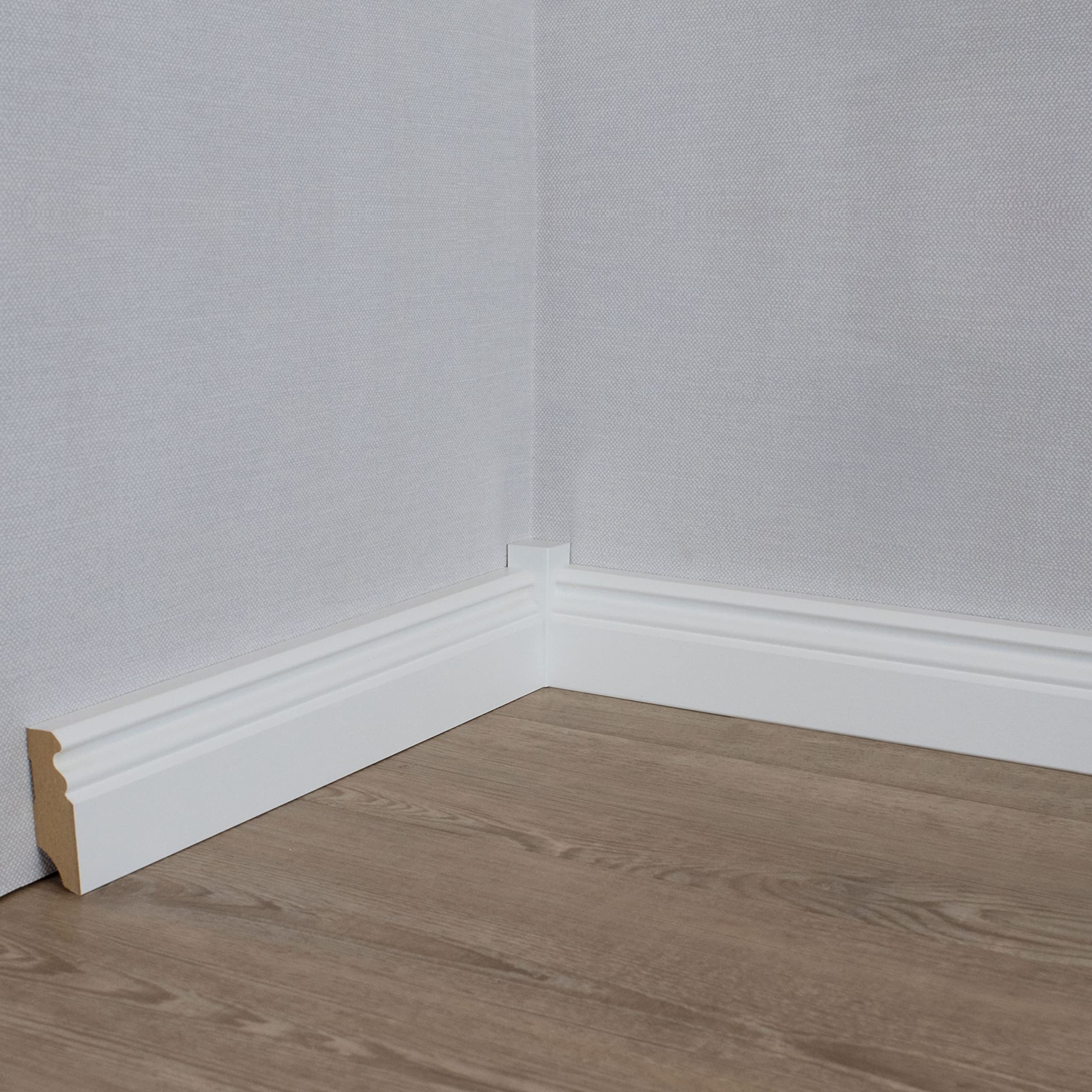 PROVISTON | battiscopa modellata | 16 x 80 x 2500 mm | battiscopa MDF melaminico | battiscopa modellato bianco | 25 m