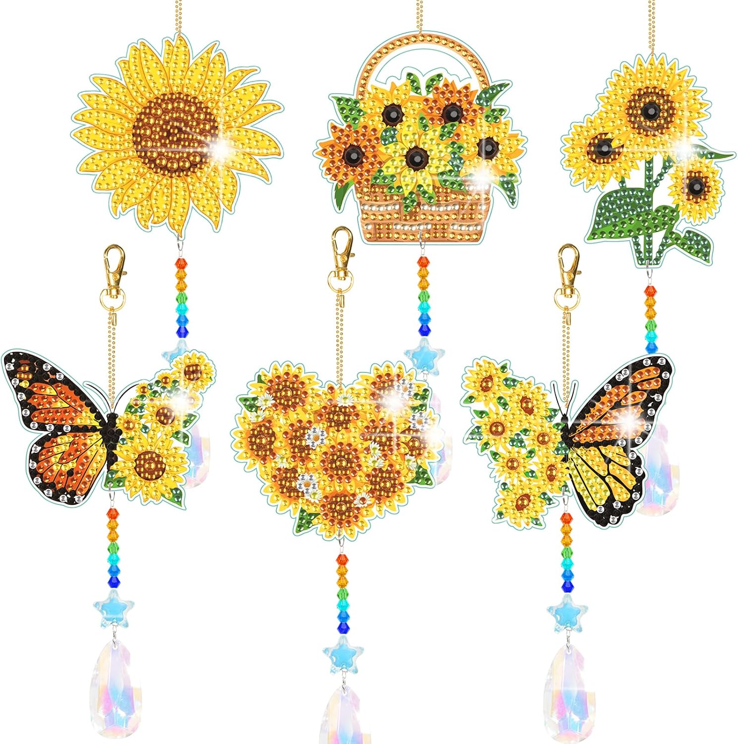 6 Pcs Diamonds Paintings Suncatchers Sunflower Double