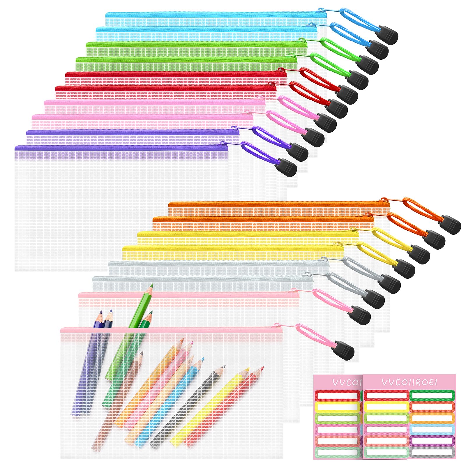 18pcs Small Zipper Pouch Bags, 8.2x4.6 Inches Zipper Pencil Bags, 9 Colors Pencil Bags With Zipper, Plastic Zipper Pouches for School Office Supplies, Puzzles, Cosmetics Travel Storage Bags