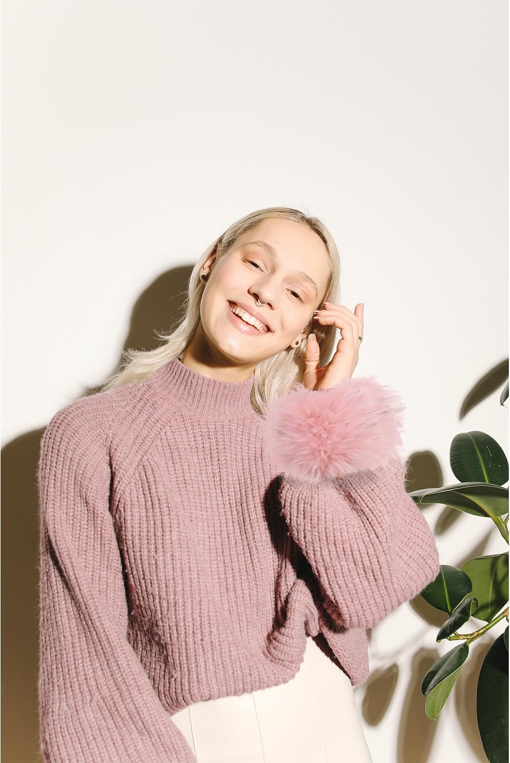 sy soul young Women's Faux Fur Wrist Cuffs Winter Fox Furry Wristbands Fluffy Fur Cuff Bracelet Arm Warmer Accessories - Image 5