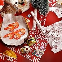 Vista 5 de Fumete 160 hojas de papel de cera de Navidad para alimentos, copos de nieve, envoltura de cera Hoho, papel de hornear a granel, papel de hornear
