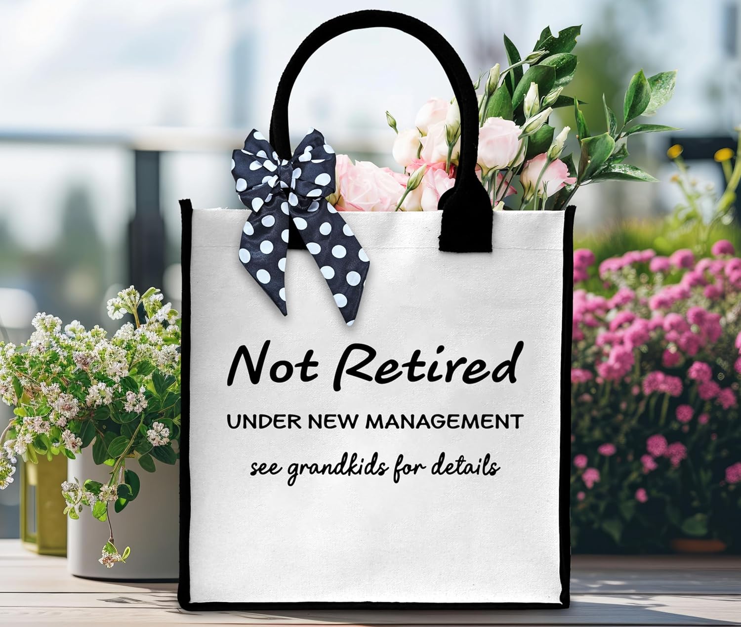 Retired Tote Bag For Women, Not Retired Tote Bag, Grandma Gifts Canvas Tote Bag For Traveling Shopping, Retirement Gift Tote Bag With Ribbon, Tote Bag Gifts For Women Grandma Gigi Nana -13 - Image 4