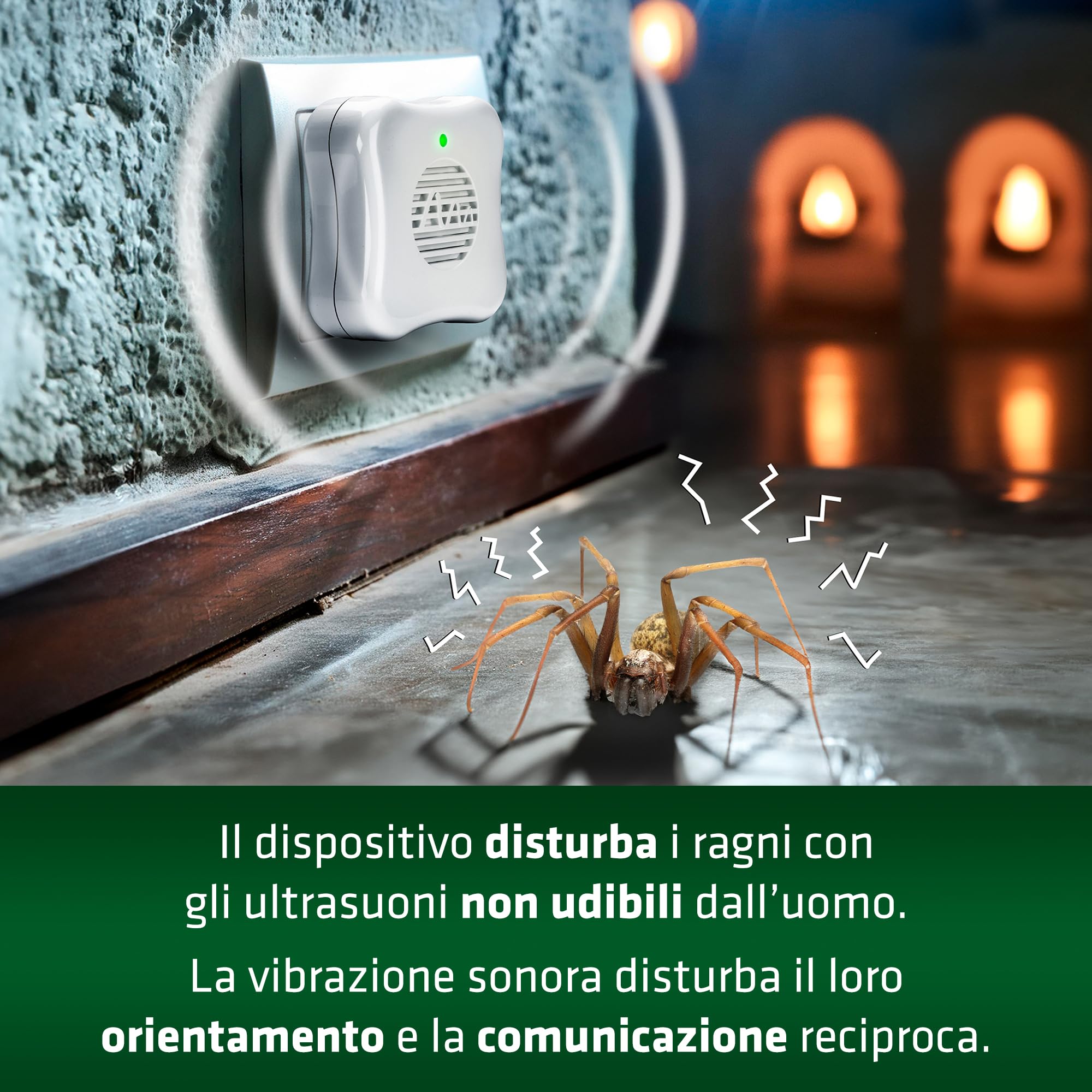 GARDIGO® Repellente Ragni a Ultrasuoni - 2 Pezzi | Insetticida Anti Ragni e Ragnatele da Interno | 25m² | 27 kHz | Dissuasori Contro Ragni | Antiparassitario