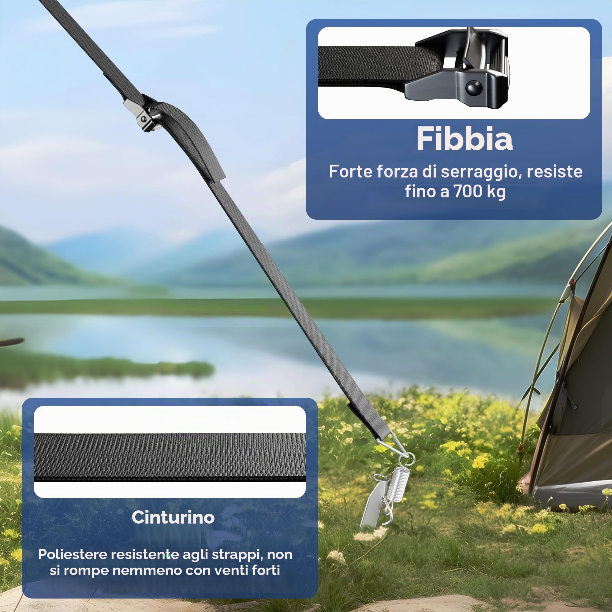 Storm Strap Set per Canale a C per tende da campeggio, Kit di fissaggio tenda da sole, Kit di fissaggio laterale tenda da sole RV per Fiamma/Thule Omnistor/Altri tenda da sole Binario C Canale