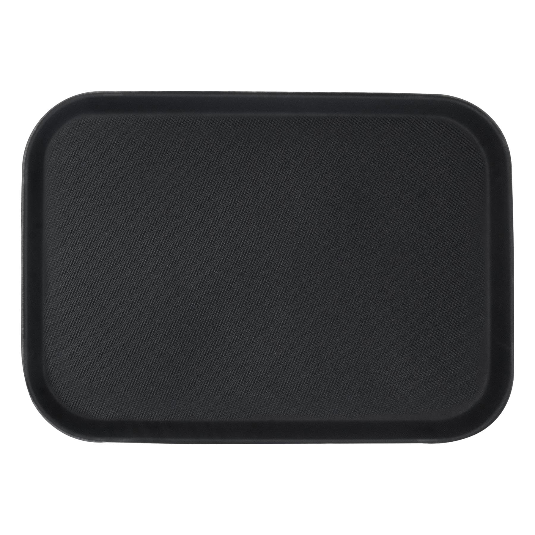 Argon Tableware Black Rectangular Serving Tray 35.5 x 25cm - Reusable Non Slip Rubberized Surface Platter for Food and Drinks - Durable Heat Resistant Stackable Tray for Bars, Restaurants and Home Use