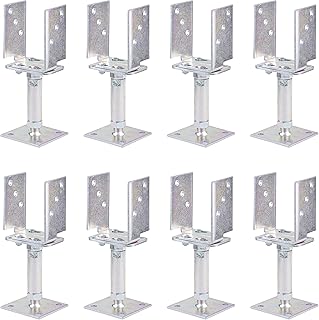 Alberts 8er Set U-Pfostenträger | höhen- und breitenverstellbar und zum Aufschrauben | galvanisch verzinkt, dickschichtpassiviert | Breite 71-161 mm | Höhe 150-190 mm