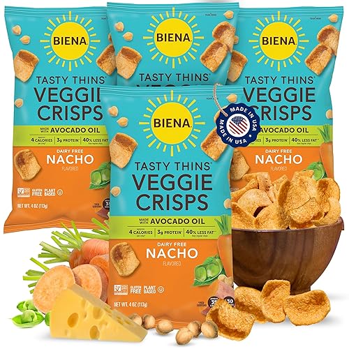 Miniatura 12 de BIENA Tasty Thins Veggie Crisps - BBQ hawaiano, paquete de 4, bolsas de 4 onzas, garbanzos y verduras, vegano, sin gluten, sin lácteos, sin OGM