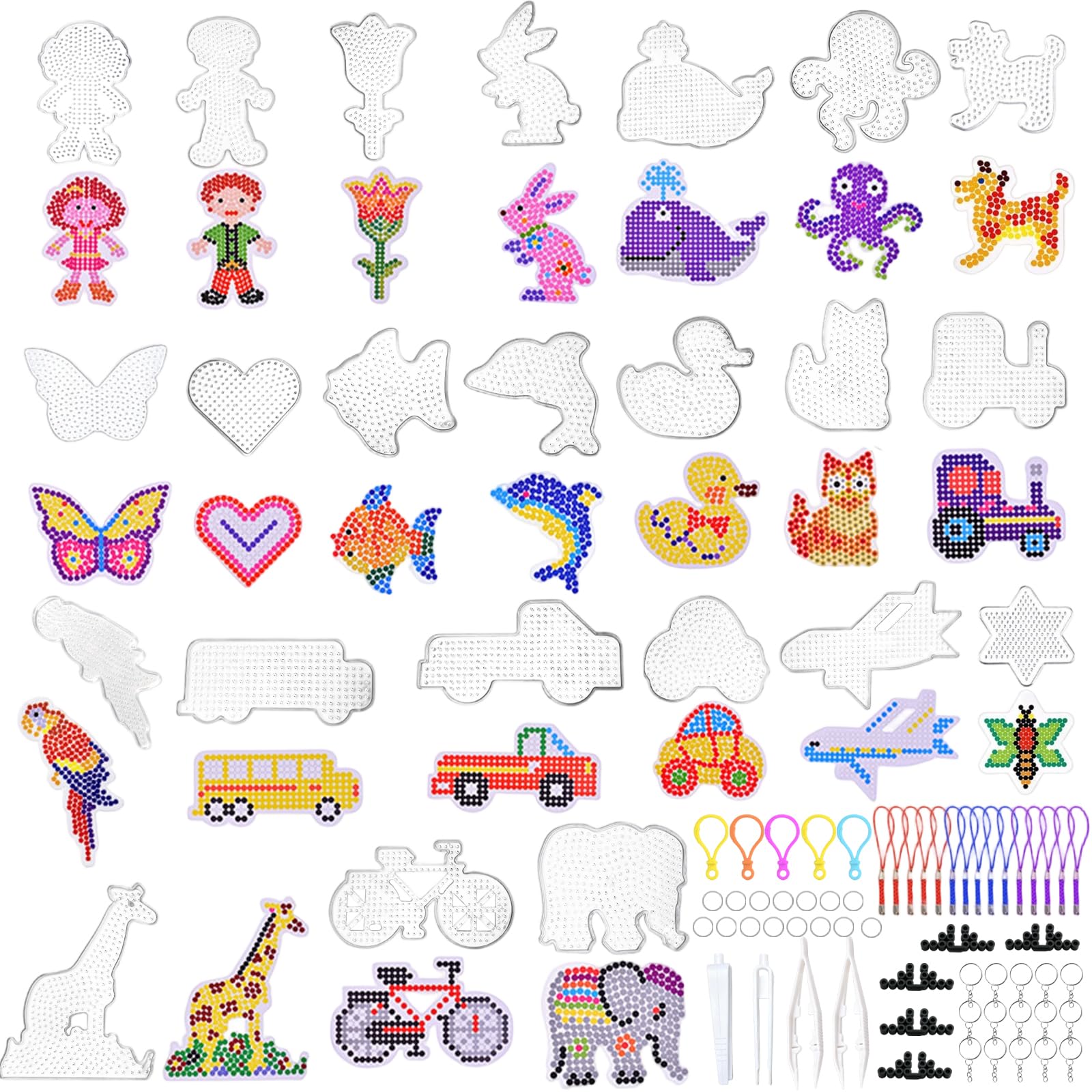 23PCS Fuse Beads Kit, 5mm Animal Pegboard Set with Templates & Accessories