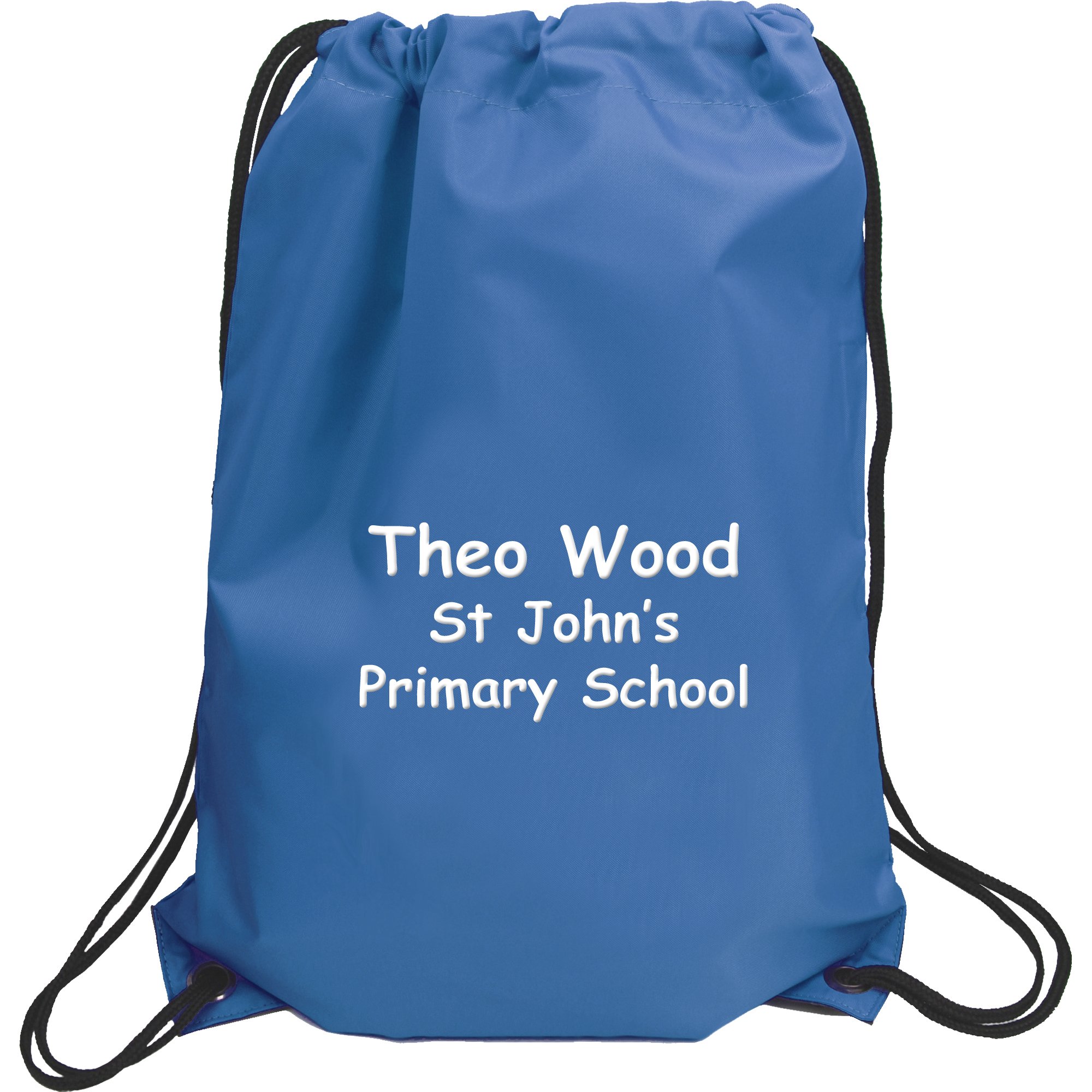 TeddyTs Personalised Name & School Sports PE Drawstring Gym & Swimming Bag (Sapphire Blue)