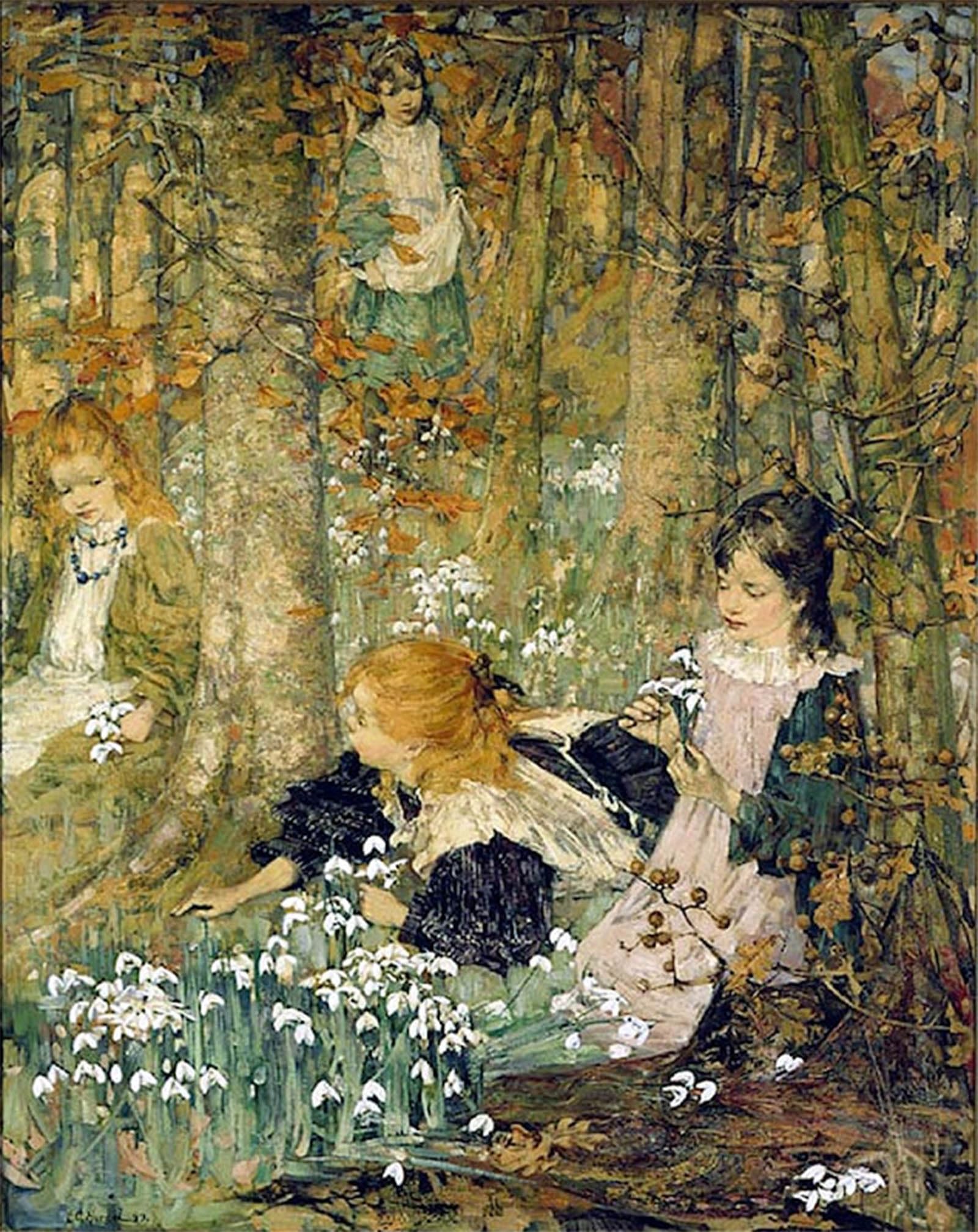Tableaux Graffiti Art Mural L'arrivée Della Primavera Atkinson Hornel Impression 60x90cm