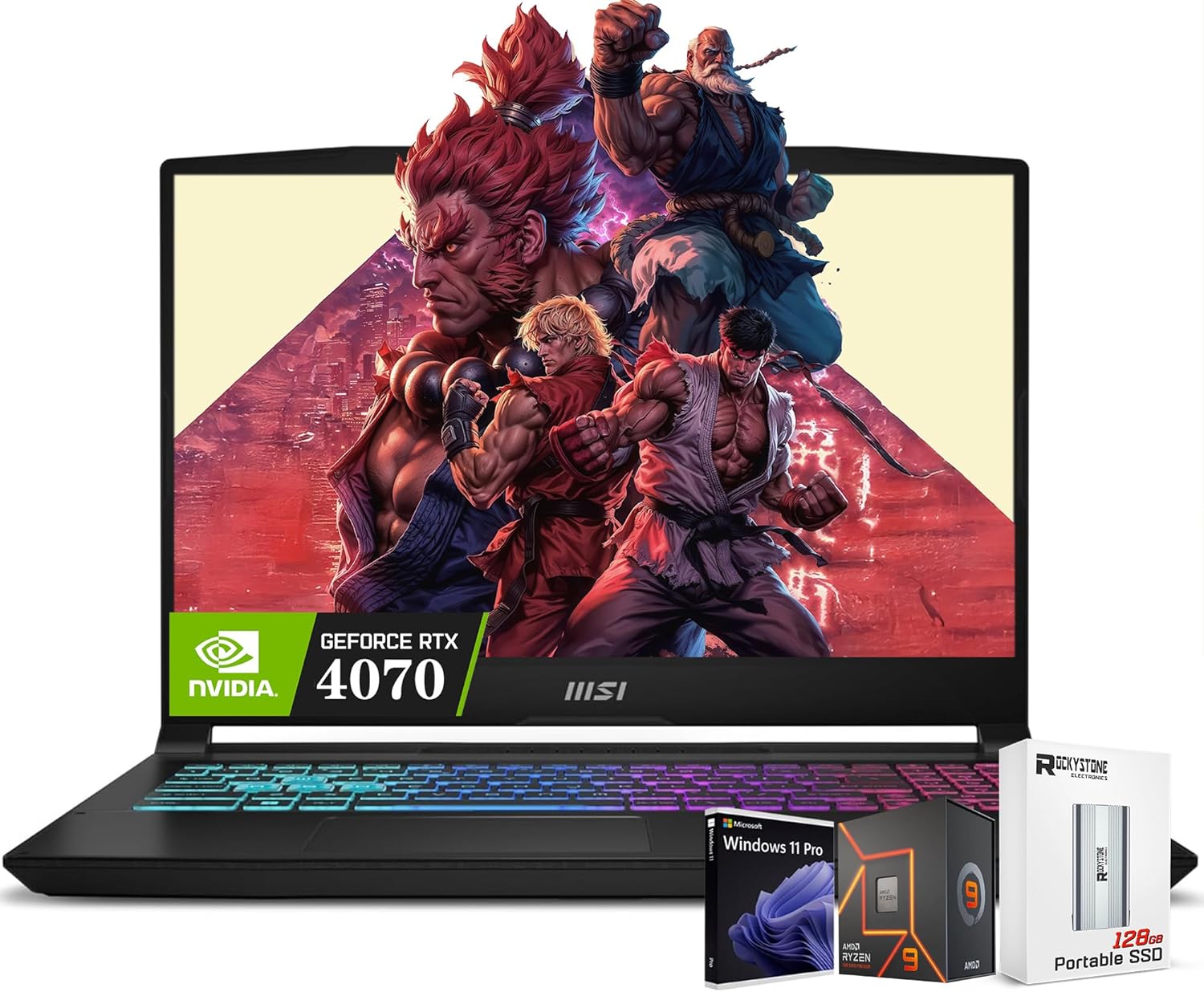 MSI Katana 15 Gaming Laptop, 15.6″ FHD IPS Display, AMD Ryzen 9 8945HS(>i9-13900H, 5.2 GHz), GeForce RTX 4070, AI&VR Ready, Copilot+ PC, Backlit Keyboard, Win11 Pro, Black(32GB DDR5 RAM | 1TB SSD)