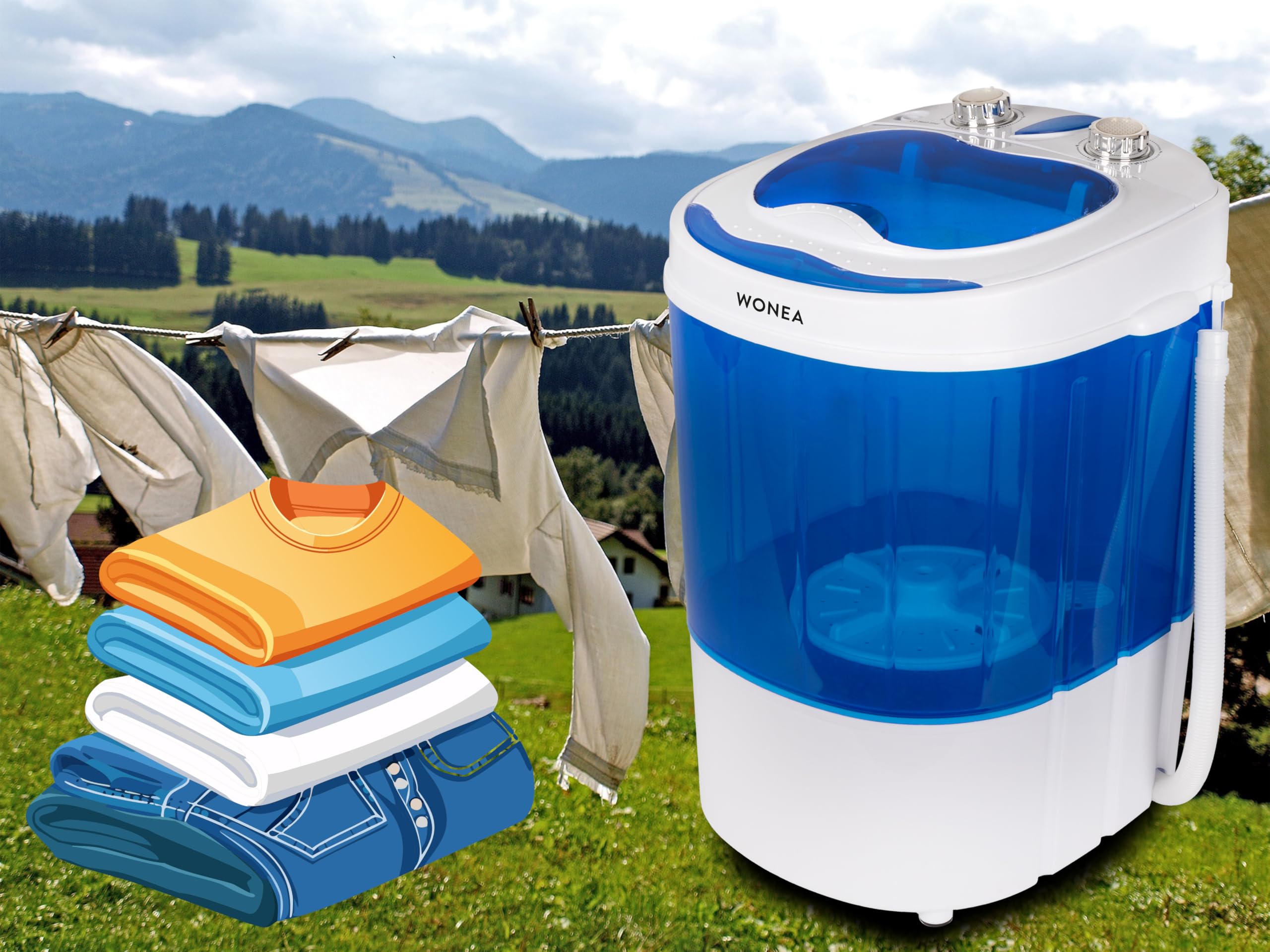 Mini Waschmaschine 25 Liter 580 Watt mit Schleuder 3 kg Wäsche Reise Camping Mobile