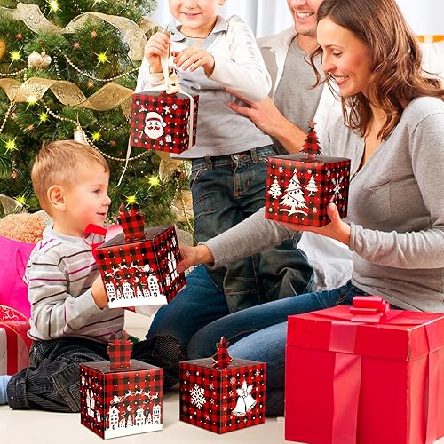 Miniatura 5 de 32 cajas de regalo de Navidad con diseño de búfalo 3D, caja de dulces de Navidad roja y negra, caja de regalo de Navidad, caja de regalo de