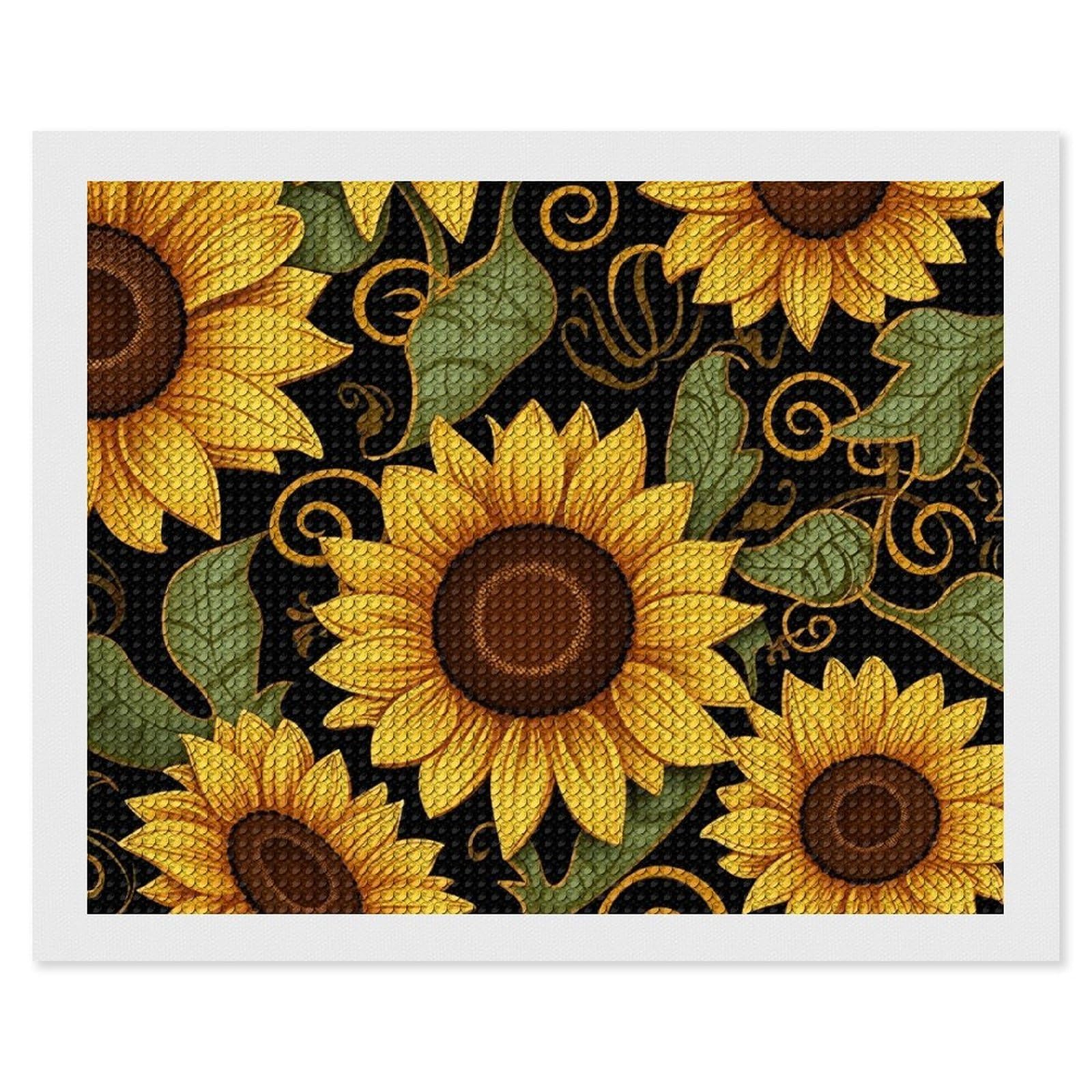 NONHAI Diamond Painting Kits for Adults - DIY Diamond Art Kits for Beginners - Full 5D Paint Drill Diamond Dots Paintings- Beautiful Sunflower Diamonds Pictures Gem Art and Craft Wall Decor 16"x20"