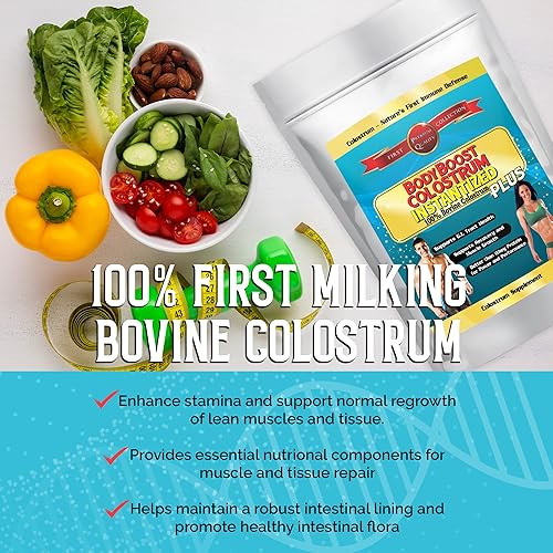 Vista 44 de BodyBoost Calostro entero, polvo de calostro 100% bovino, refuerzo inmunológico con inmunoglobulina y lactoferrina, calostro alimentado con pasto