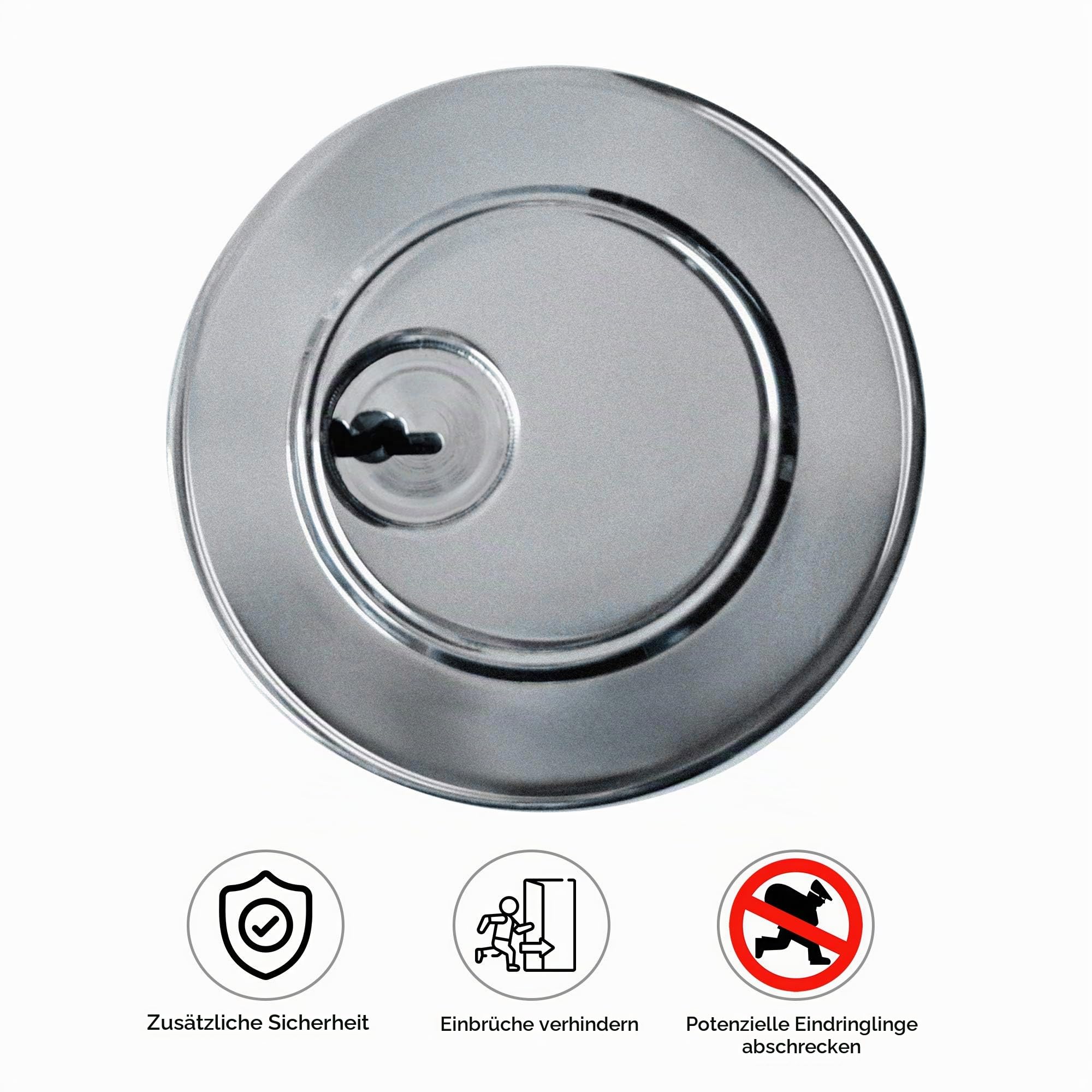 3D Sicher-Sticker®. Panzerriegel-Schloss-Attrappe. Effektiver Einbruchschutz. Für Haus- und Wohnungstüren. Wirksame Abschreckung von Einbrechern. An die Tür kleben, fertig, sicher.