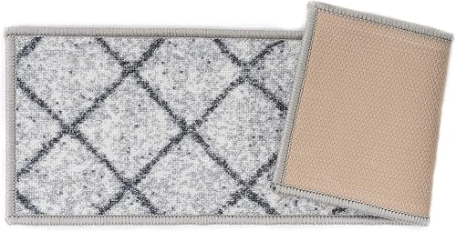 Miniatura 3 de Rugshop Peldaños antideslizantes de enrejado contemporáneo (juego de 13) 8.6 x 26 pulgadas, cremagris claro